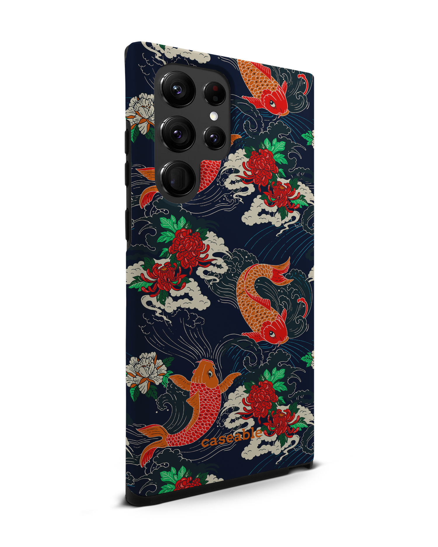 Repeating Koi Premium Phone Case Samsung Galaxy S22 Ultra 5G: View from the left side