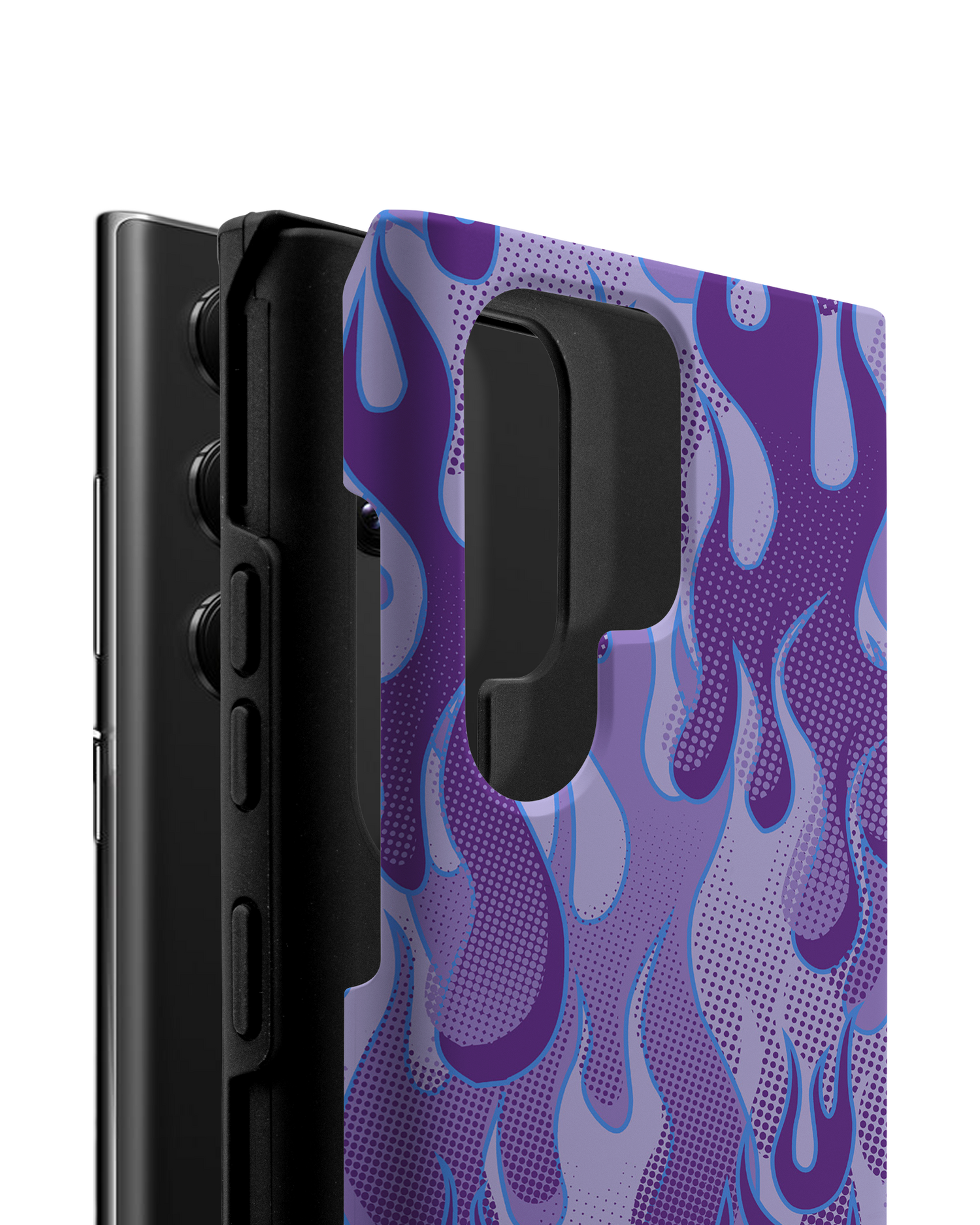 Purple Flames Premium Phone Case Samsung Galaxy S22 Ultra 5G consisting of 2 parts