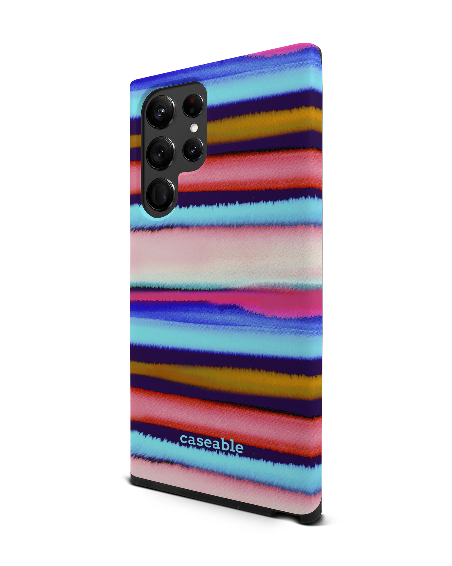 Watercolor Stripes Premium Phone Case Samsung Galaxy S22 Ultra 5G: View from the right side