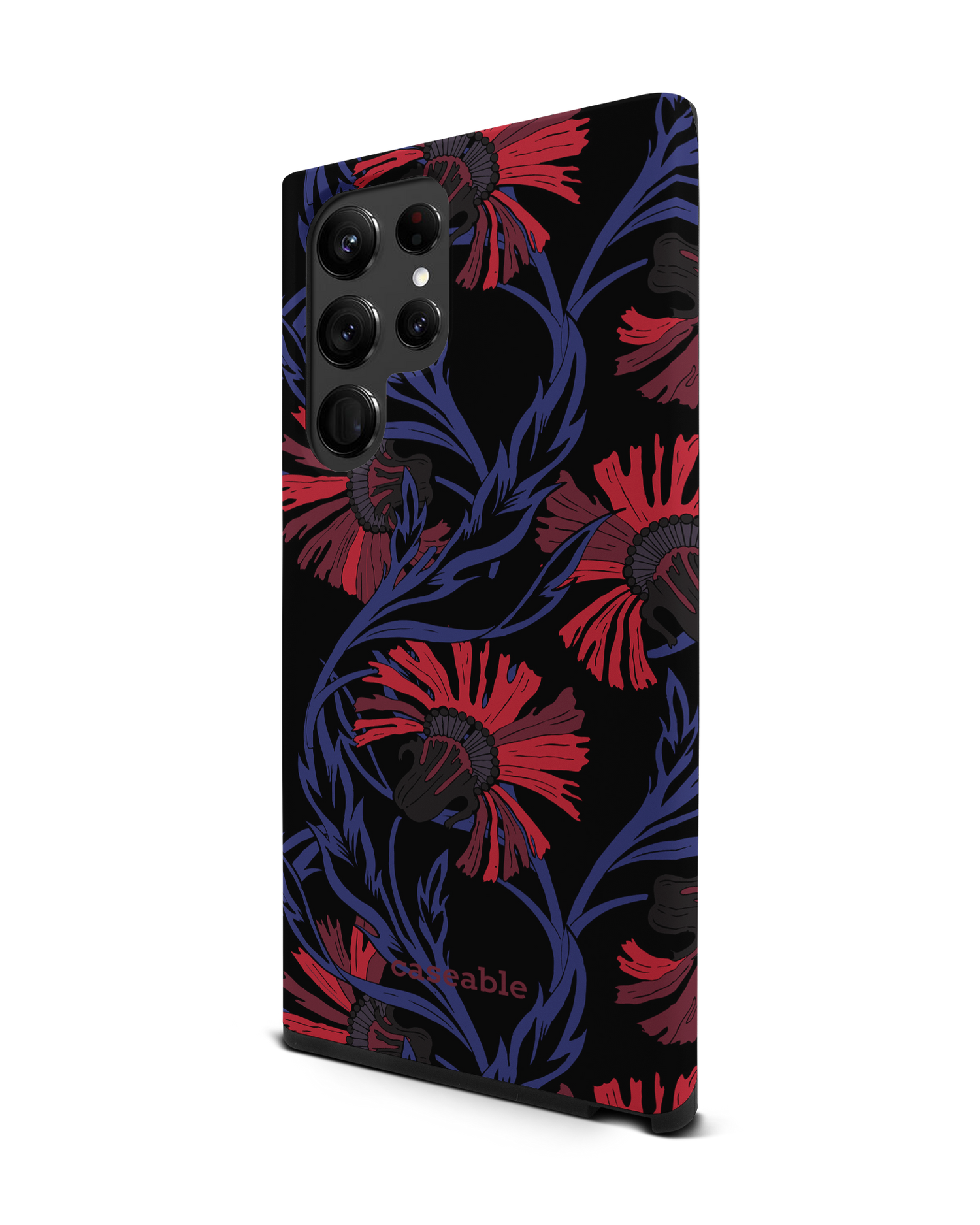 Midnight Floral Premium Phone Case Samsung Galaxy S22 Ultra 5G: View from the right side