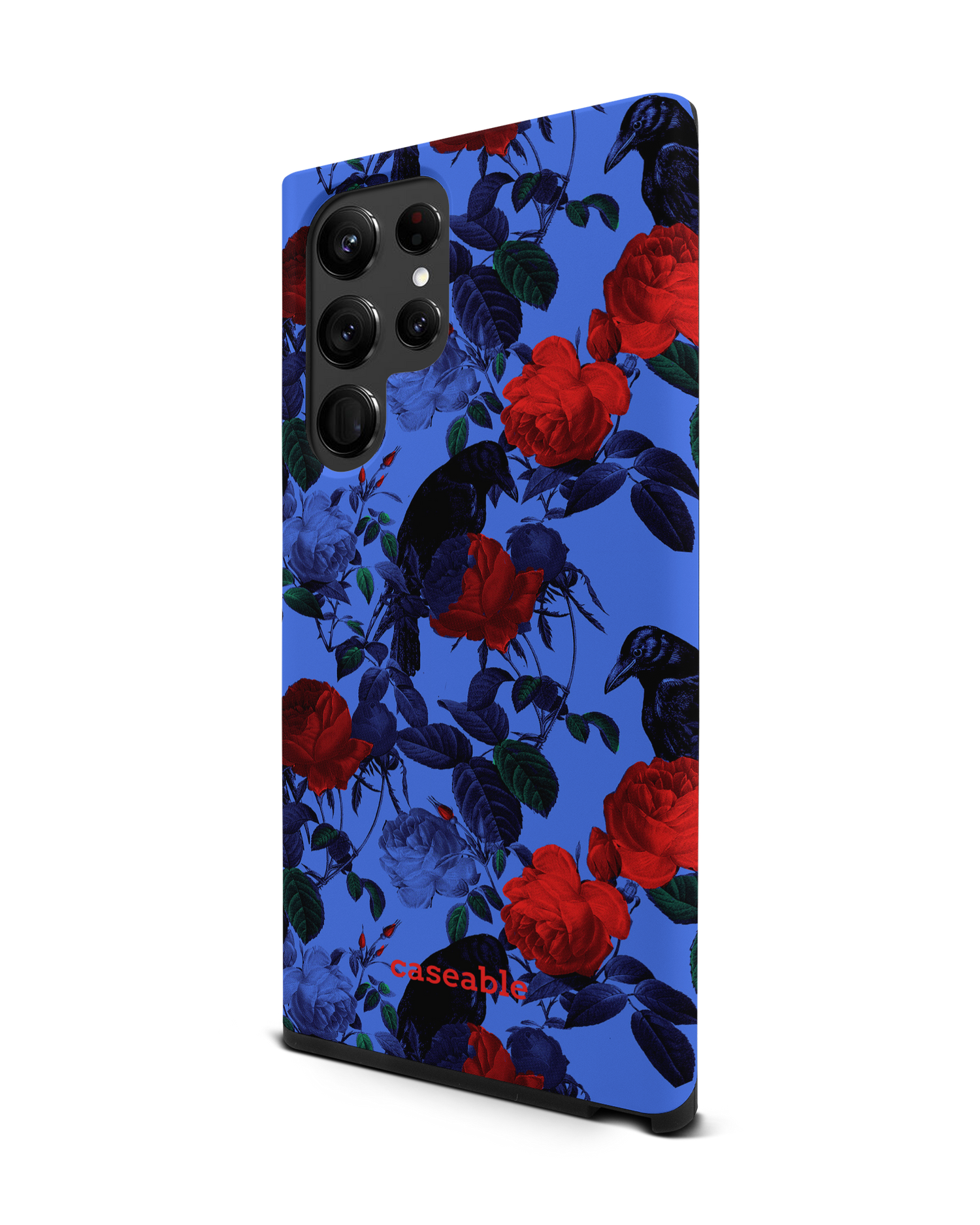 Roses And Ravens Premium Phone Case Samsung Galaxy S22 Ultra 5G: View from the right side