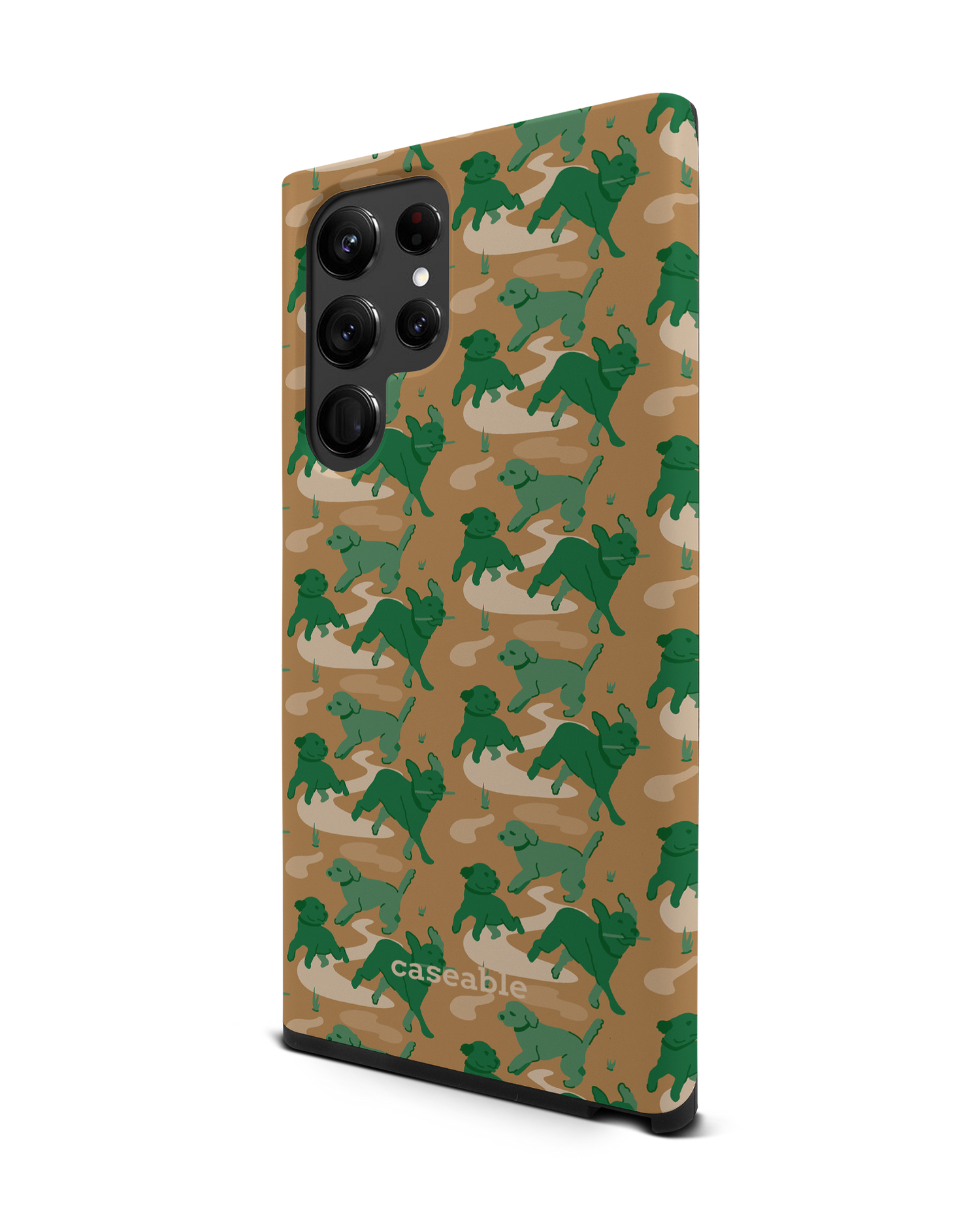 Dog Camo Premium Phone Case Samsung Galaxy S22 Ultra 5G: View from the right side