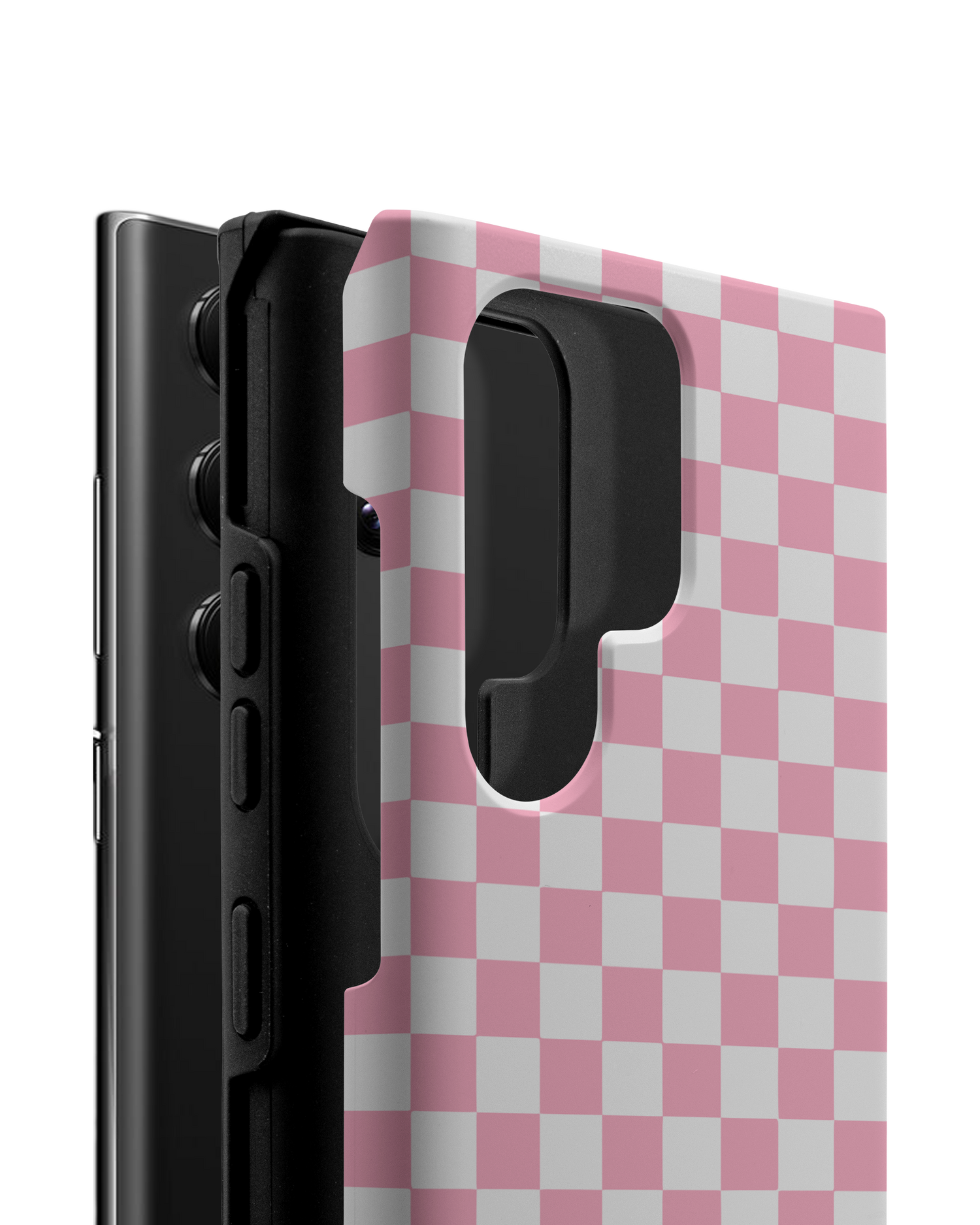 Pink Checkerboard Premium Phone Case Samsung Galaxy S22 Ultra 5G consisting of 2 parts