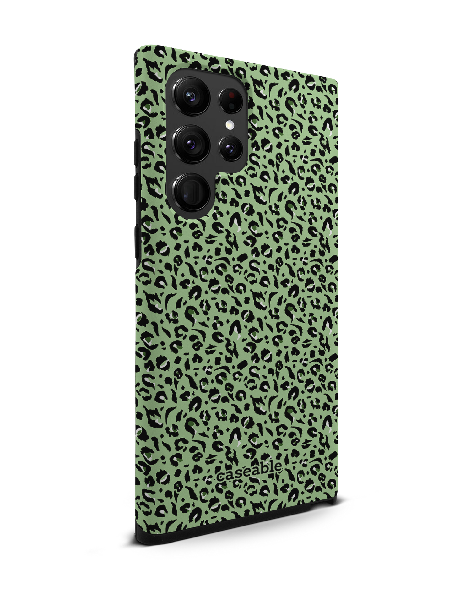 Mint Leopard Premium Phone Case Samsung Galaxy S22 Ultra 5G: View from the left side