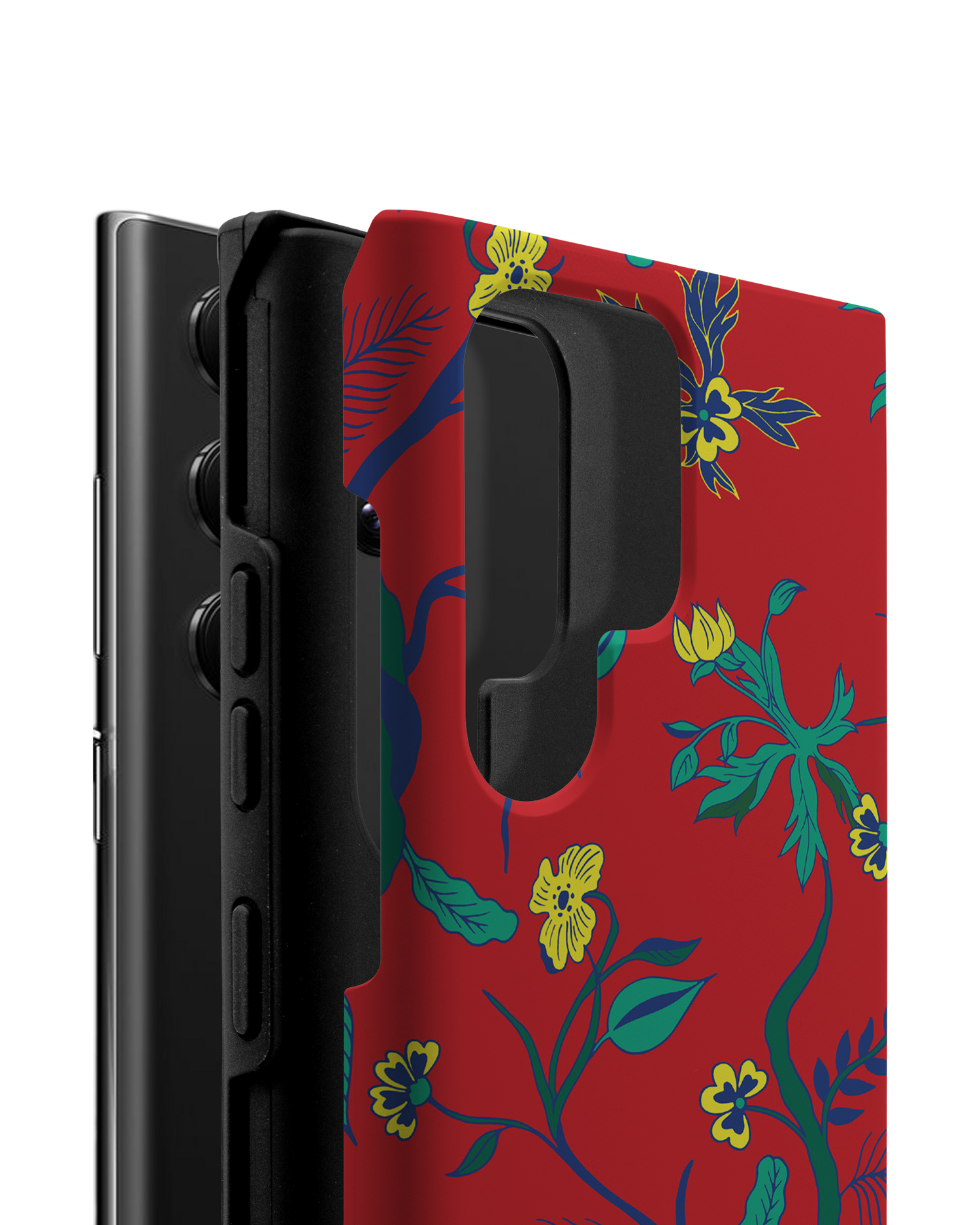 Ultra Red Floral Premium Phone Case Samsung Galaxy S22 Ultra 5G consisting of 2 parts