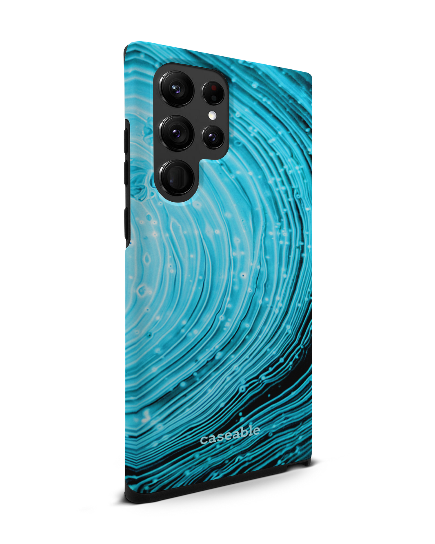 Turquoise Ripples Premium Phone Case Samsung Galaxy S22 Ultra 5G: View from the left side