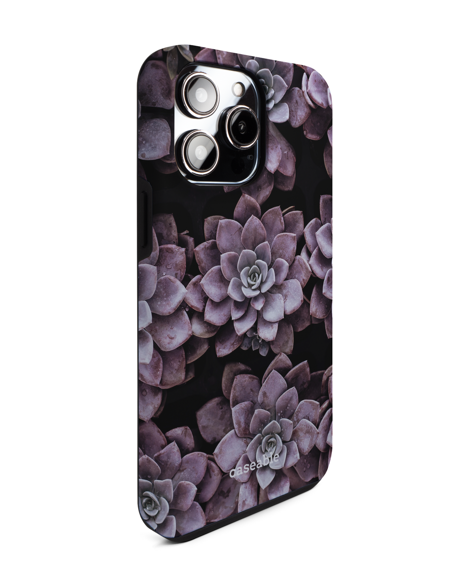 Purple Succulents Premium Phone Case for Apple iPhone 14 Pro Max: View from the left side