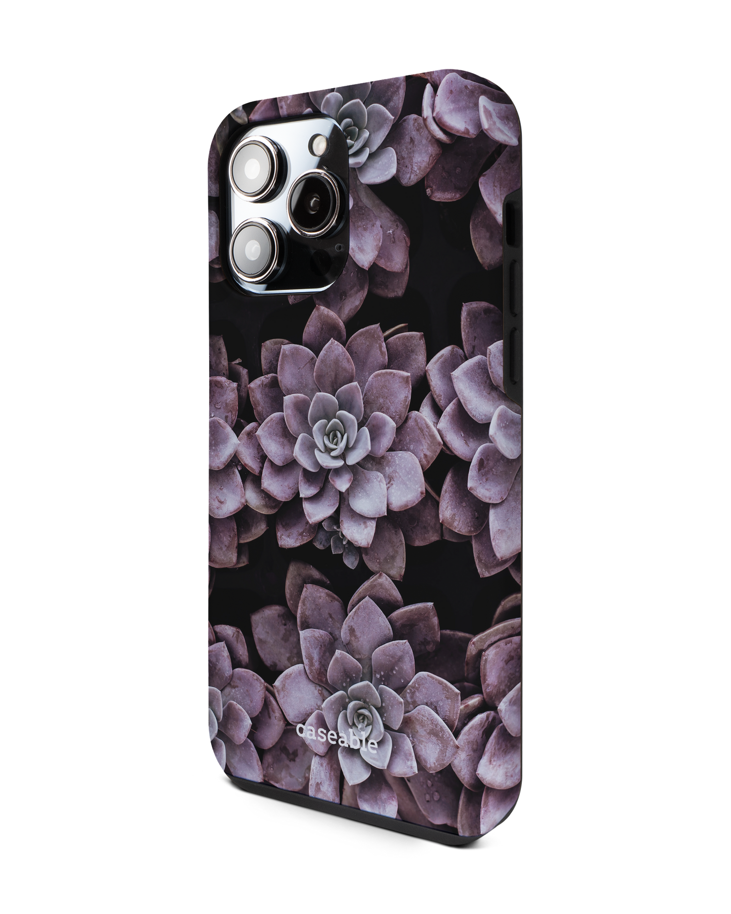 Purple Succulents Premium Phone Case for Apple iPhone 14 Pro Max: View from the right side