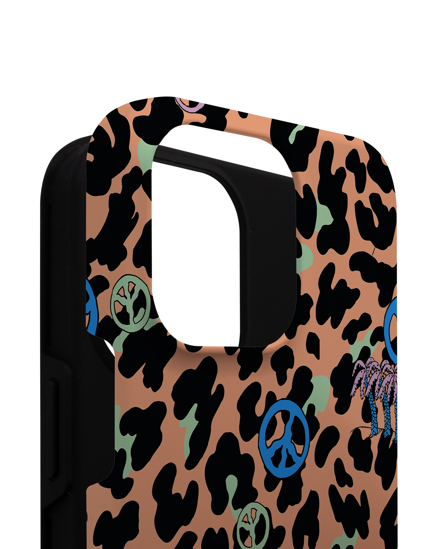 Leopard Peace Palms Premium Phone Case for Apple iPhone 14 Pro Max consisting of 2 parts