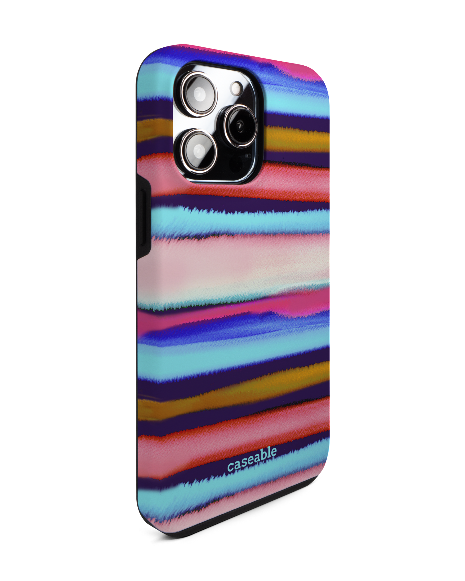 Watercolor Stripes Premium Phone Case for Apple iPhone 14 Pro Max: View from the left side