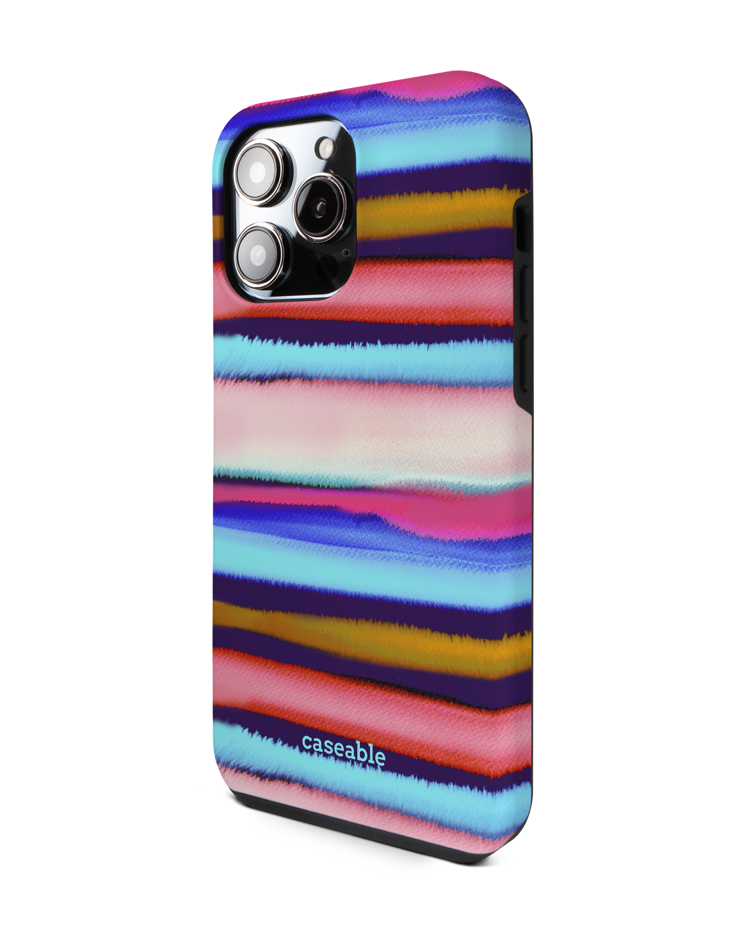Watercolor Stripes Premium Phone Case for Apple iPhone 14 Pro Max: View from the right side