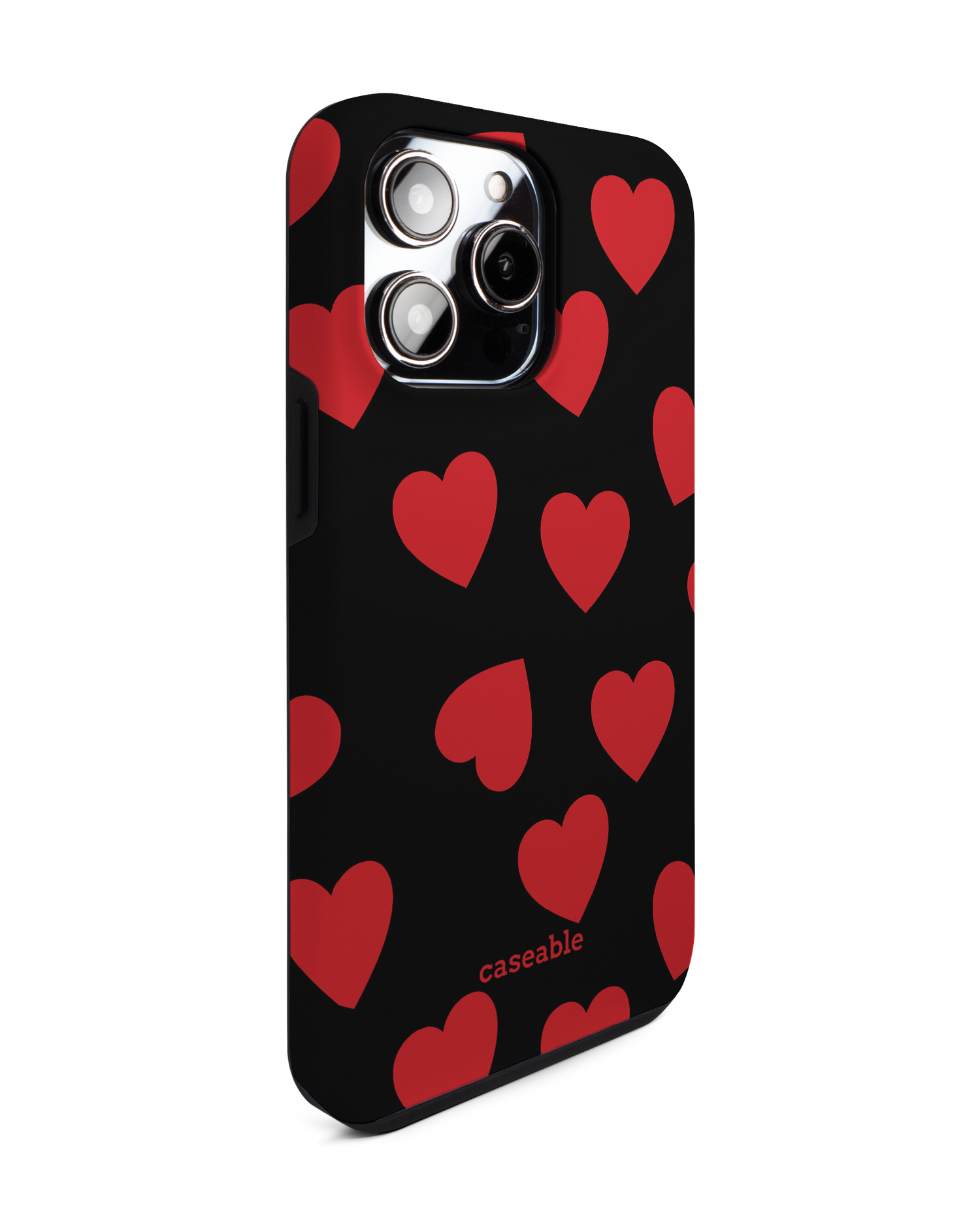Repeating Hearts Premium Phone Case for Apple iPhone 14 Pro Max: View from the left side