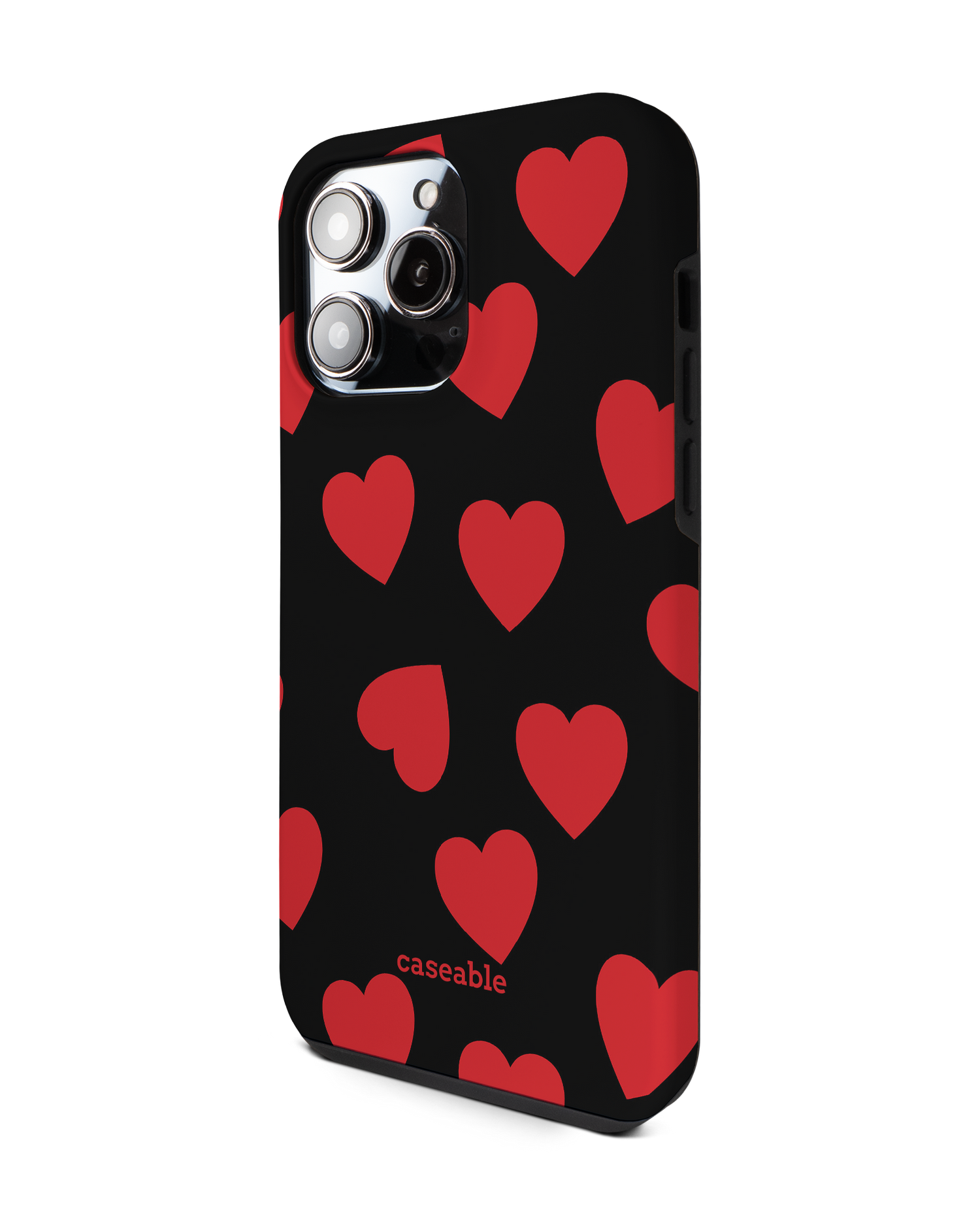 Repeating Hearts Premium Phone Case for Apple iPhone 14 Pro Max: View from the right side