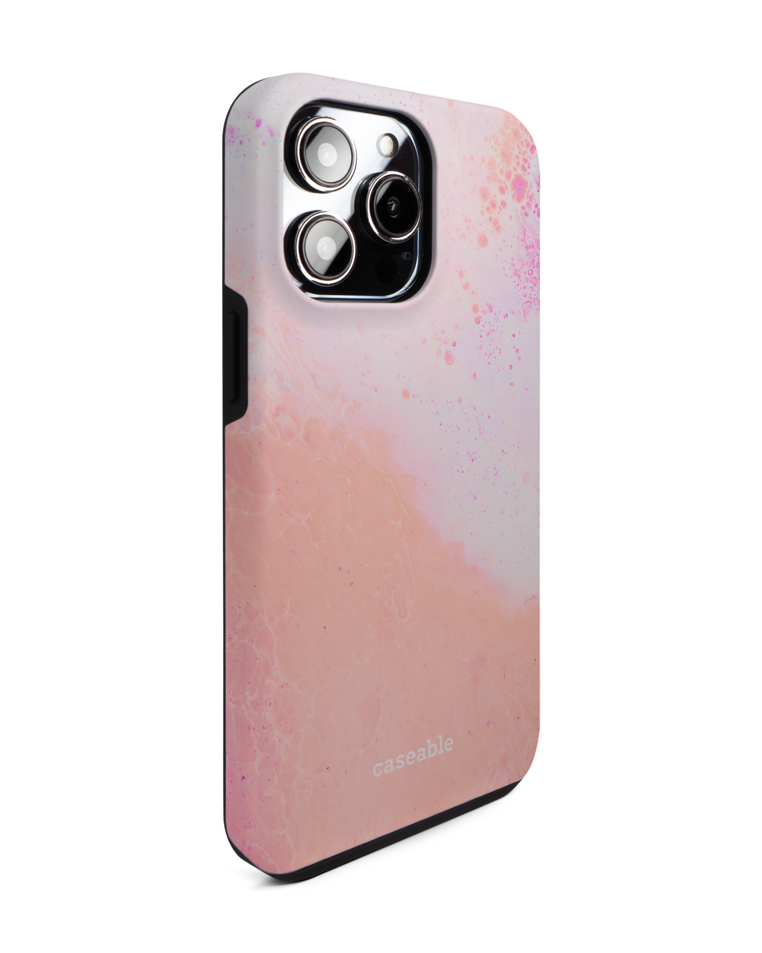 Peaches & Cream Marble Premium Phone Case for Apple iPhone 14 Pro Max: View from the left side