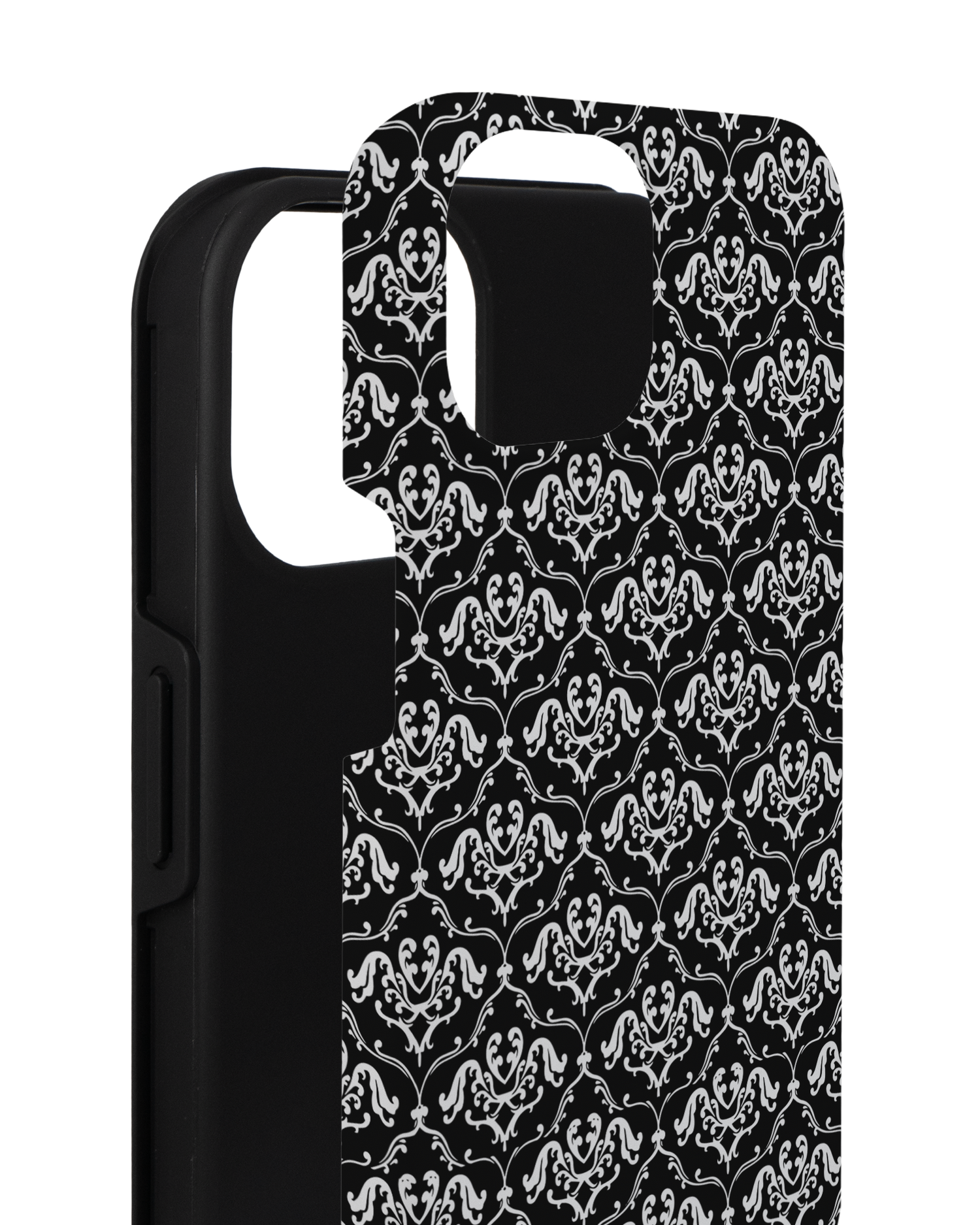 Black French Lillies Premium Phone for Apple iPhone 14 consisting of 2 parts