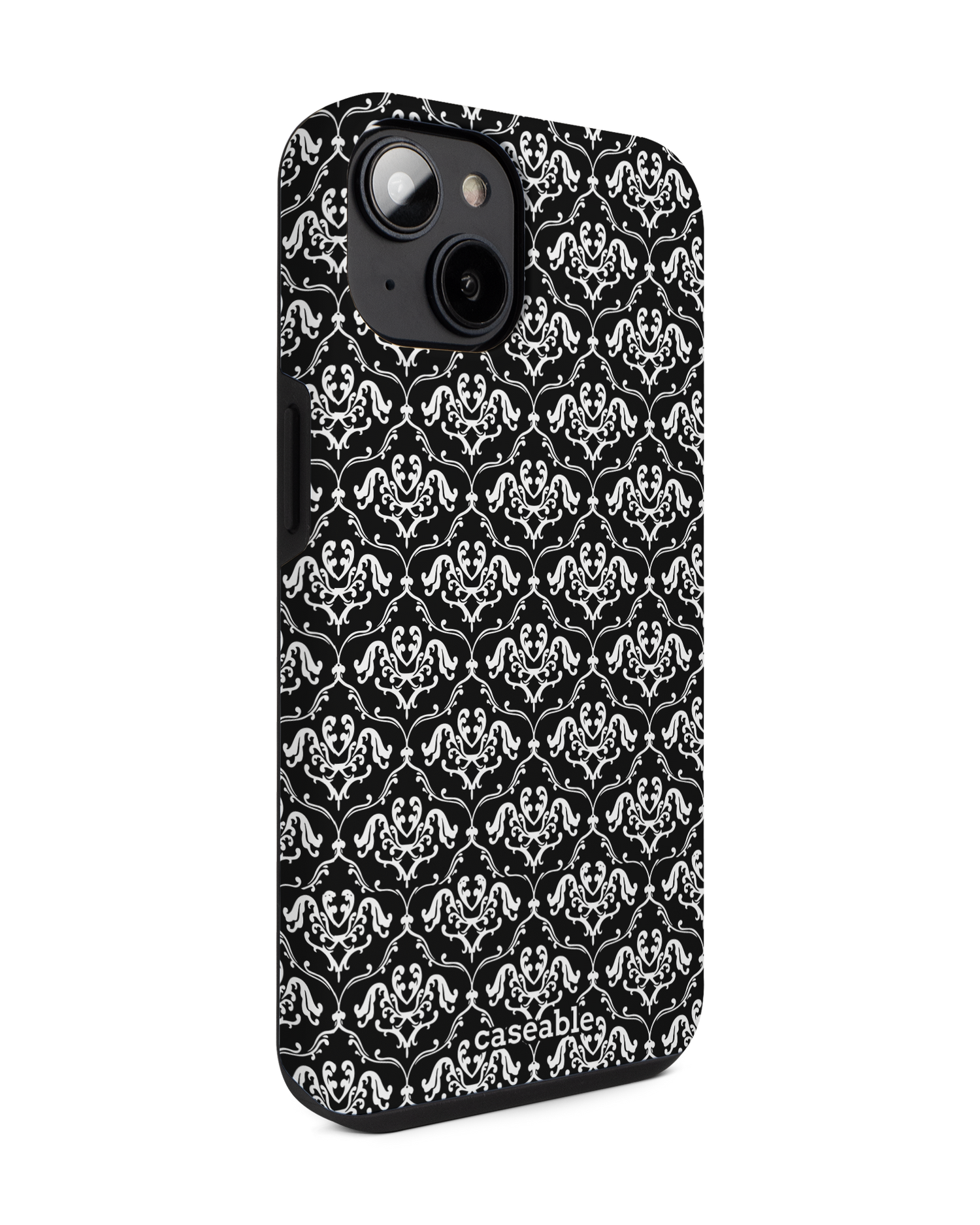 Black French Lillies Premium Phone for Apple iPhone 14: View from the left side