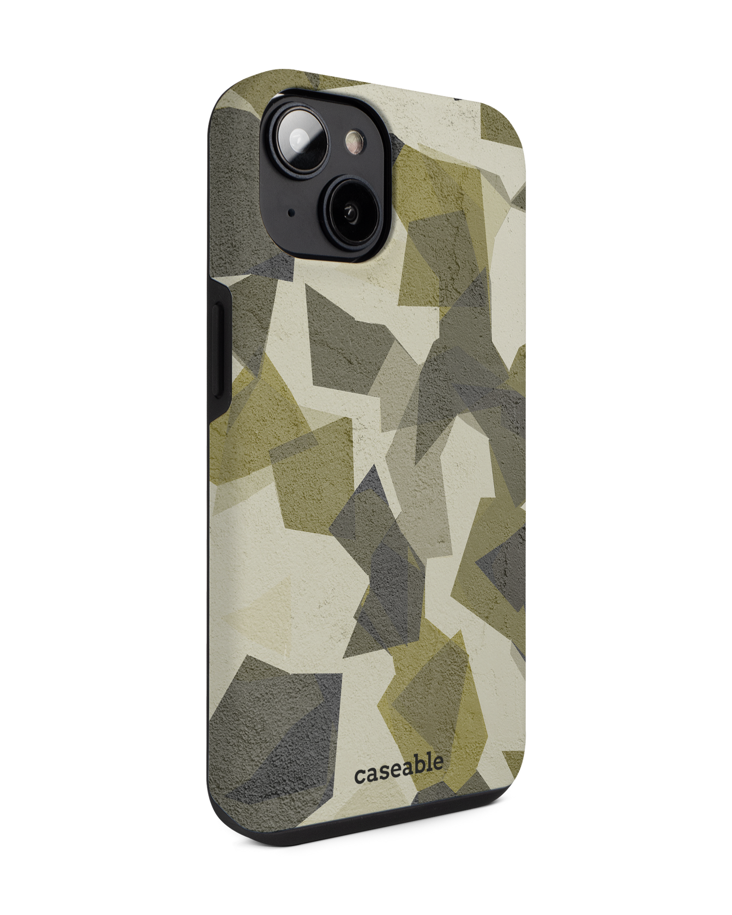 Geometric Camo Green Premium Phone for Apple iPhone 14: View from the left side