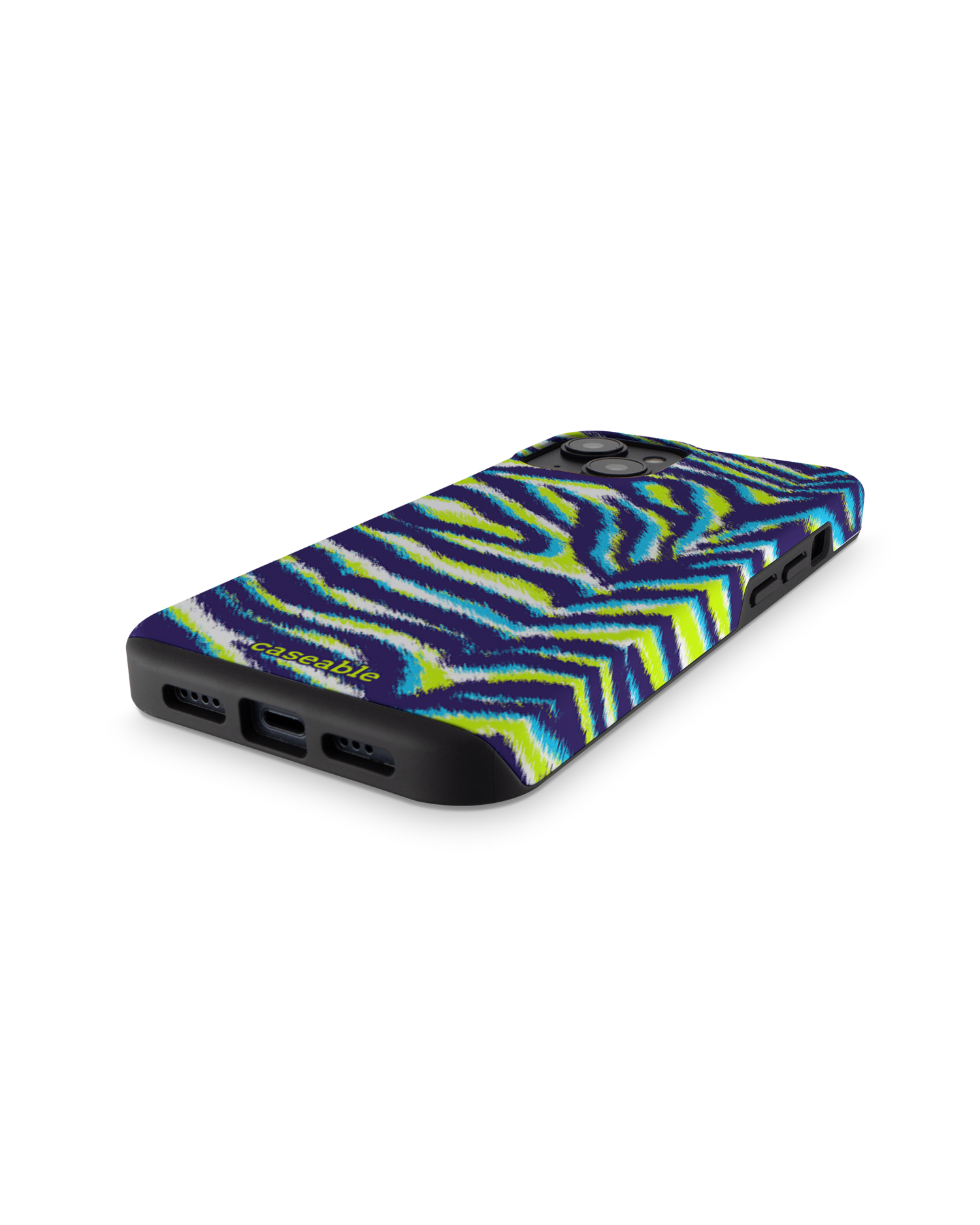 Neon Zebra Premium Phone for Apple iPhone 14: Bottom View