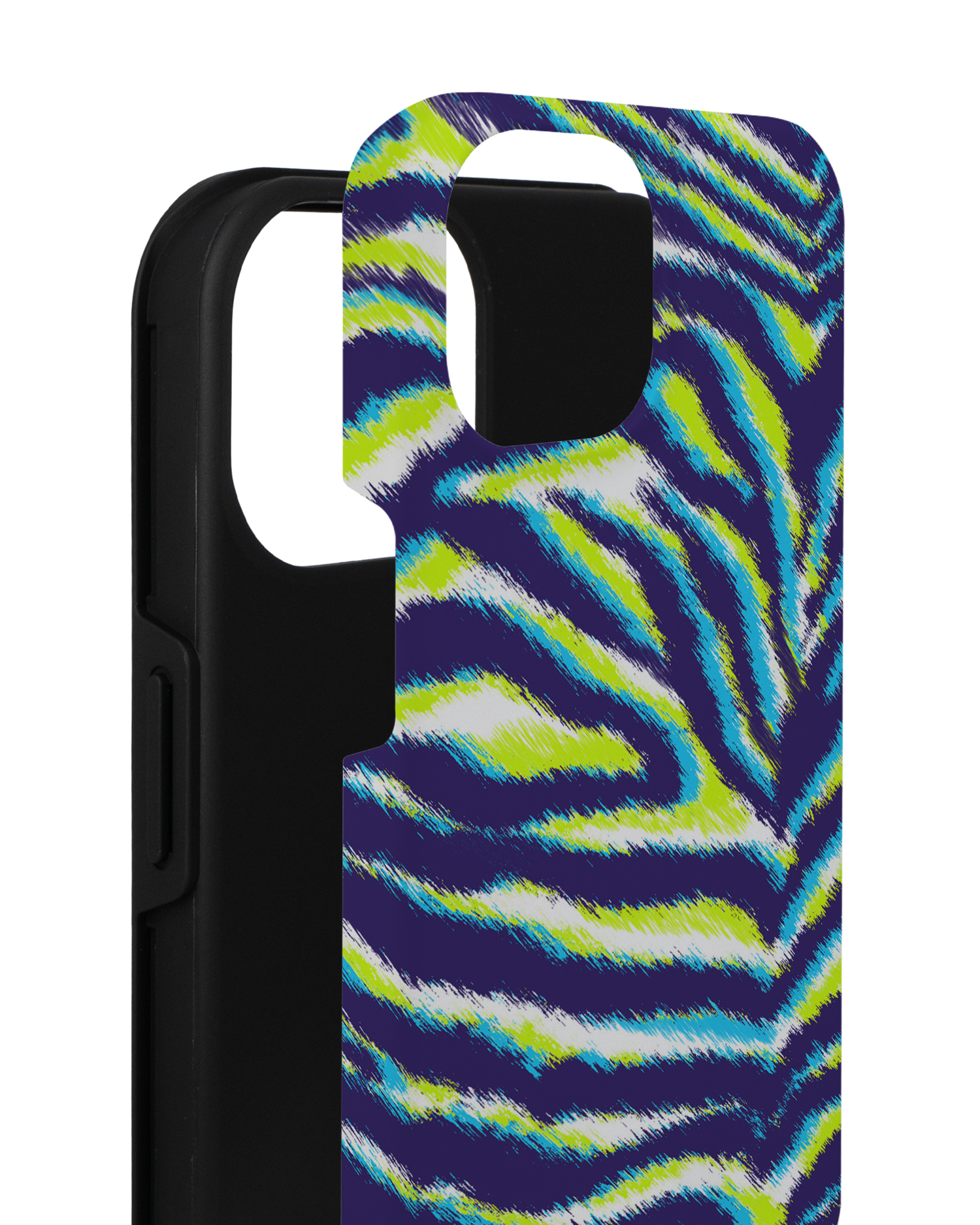 Neon Zebra Premium Phone for Apple iPhone 14 consisting of 2 parts