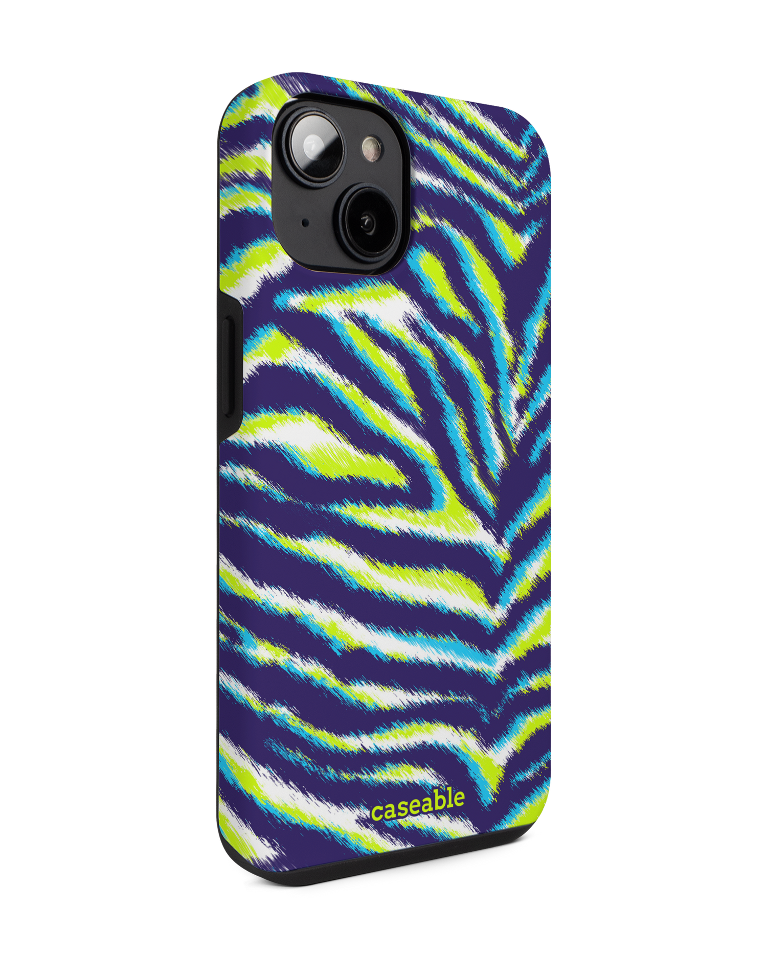 Neon Zebra Premium Phone for Apple iPhone 14: View from the left side