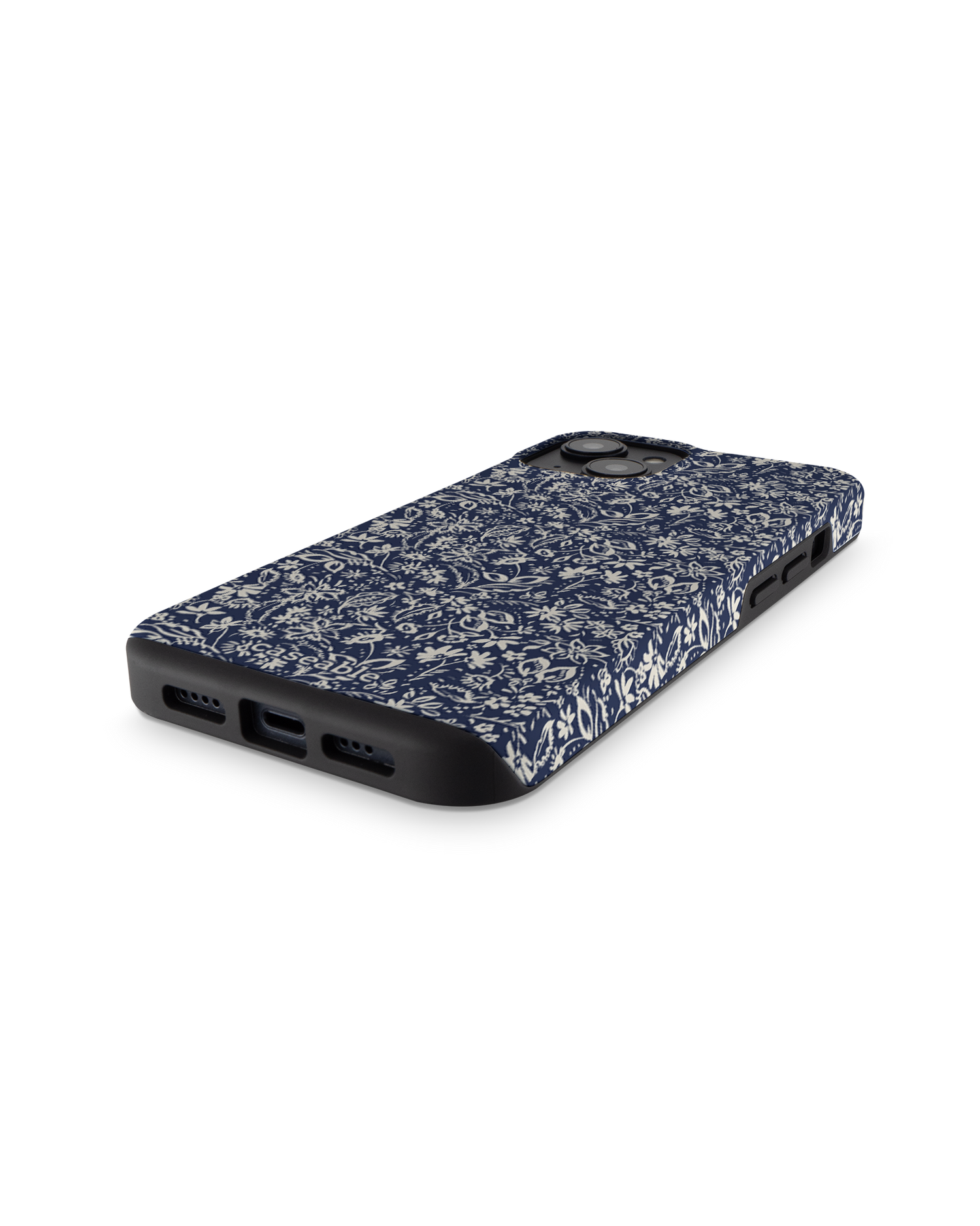 Ditsy Blue Paisley Premium Phone for Apple iPhone 14: Bottom View
