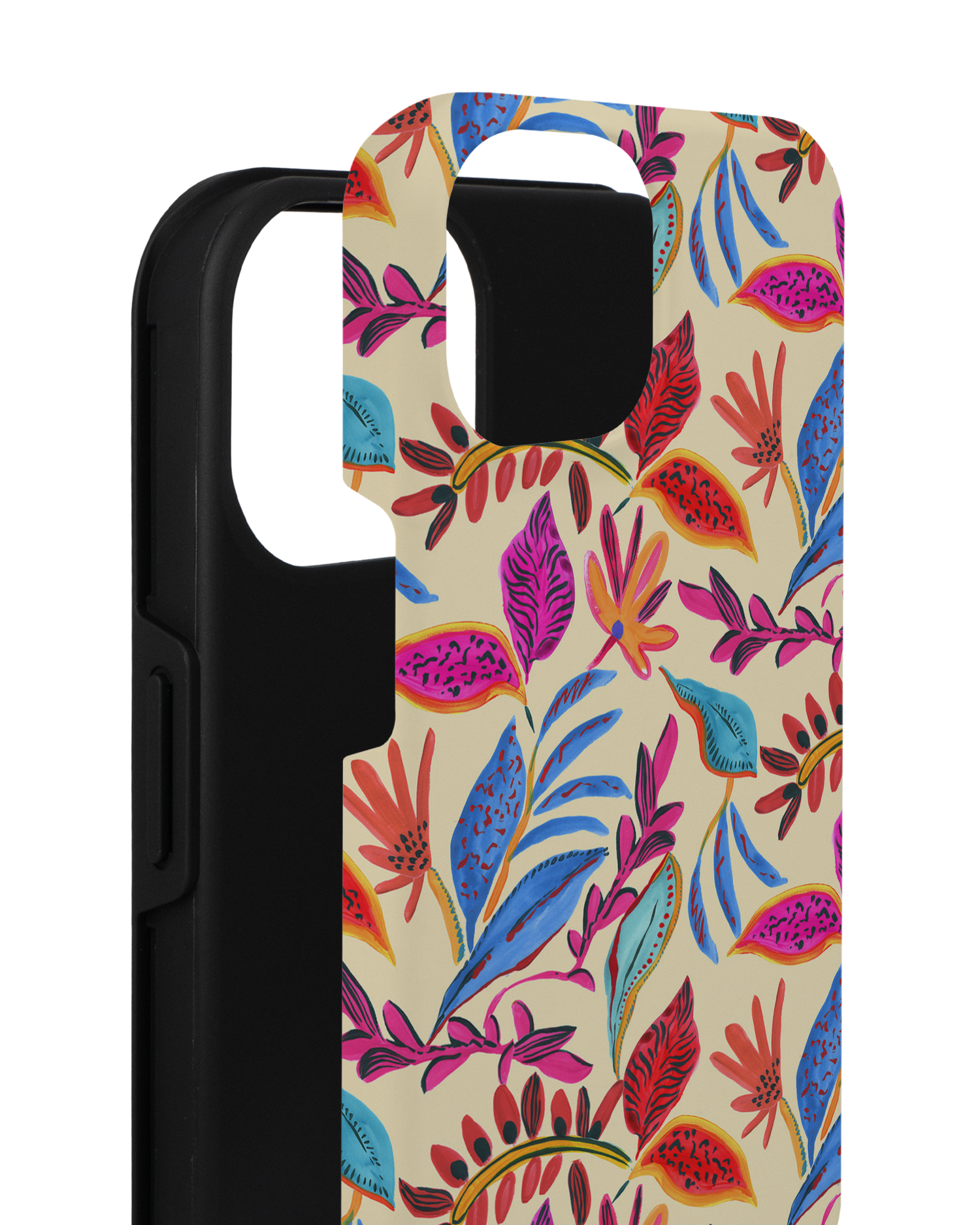 Painterly Spring Leaves Premium Phone for Apple iPhone 14 consisting of 2 parts