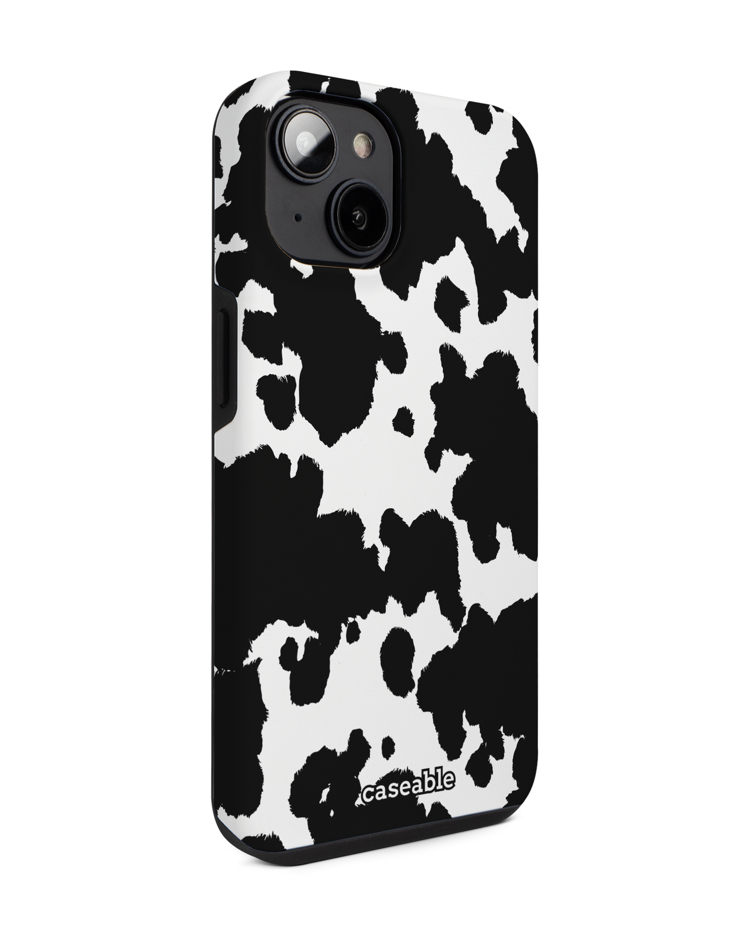Cow Print Premium Phone for Apple iPhone 14: View from the left side