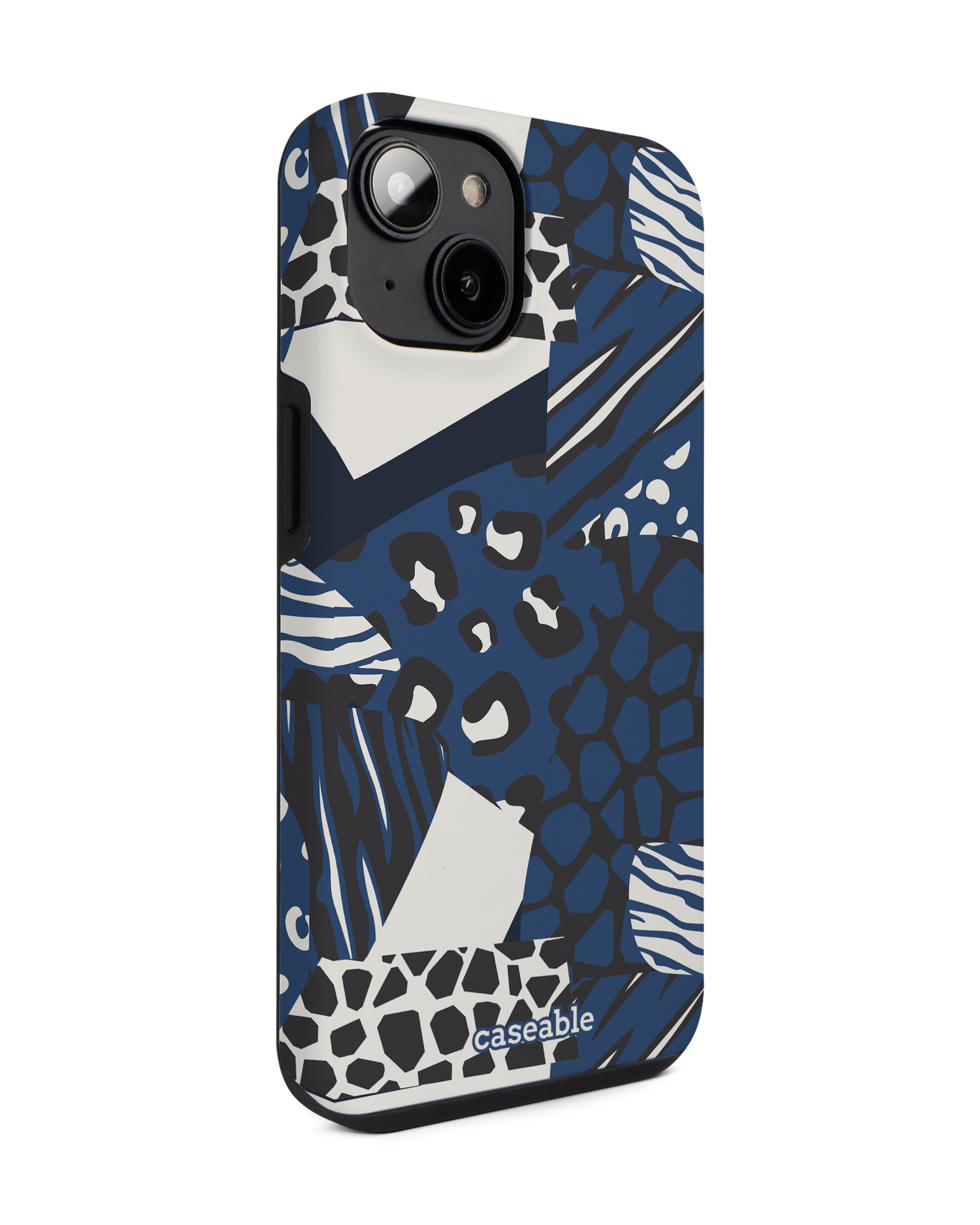 Animal Print Patchwork Premium Phone for Apple iPhone 14: View from the left side