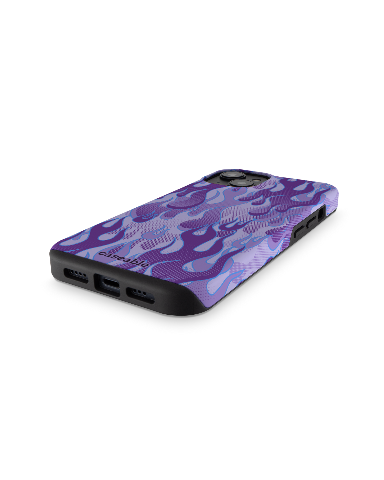 Purple Flames Premium Phone for Apple iPhone 14: Bottom View