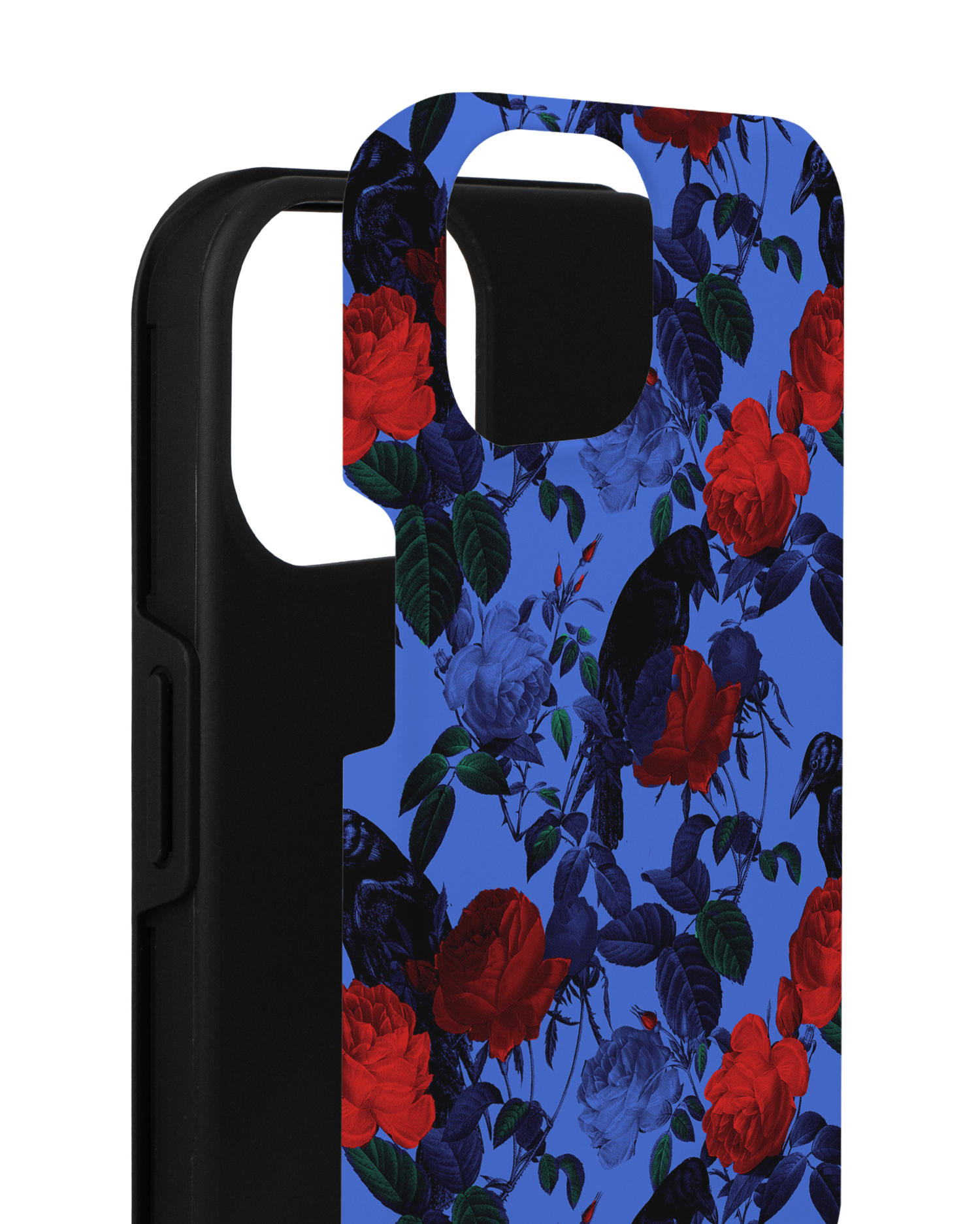 Roses And Ravens Premium Phone for Apple iPhone 14 consisting of 2 parts