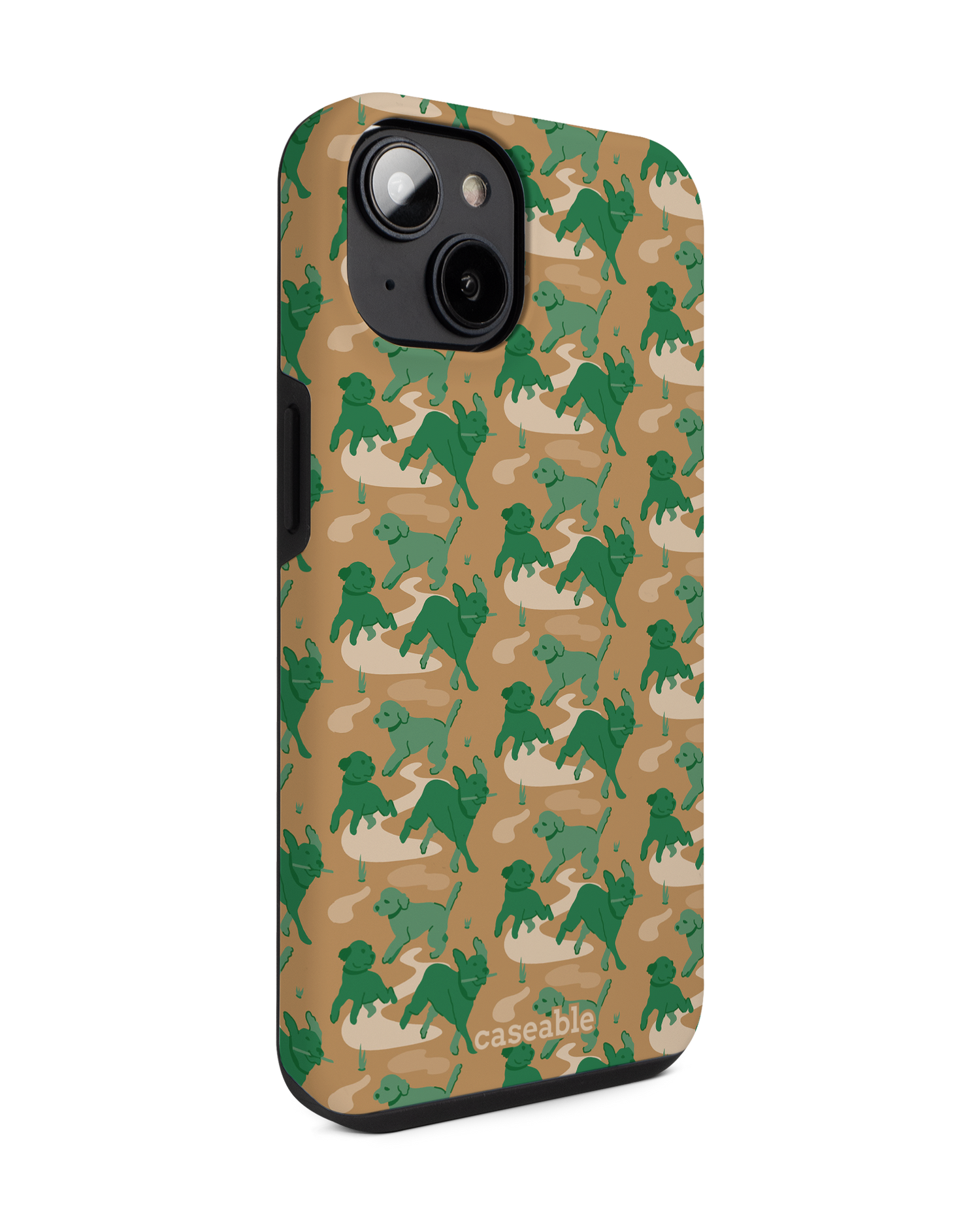 Dog Camo Premium Phone for Apple iPhone 14: View from the left side