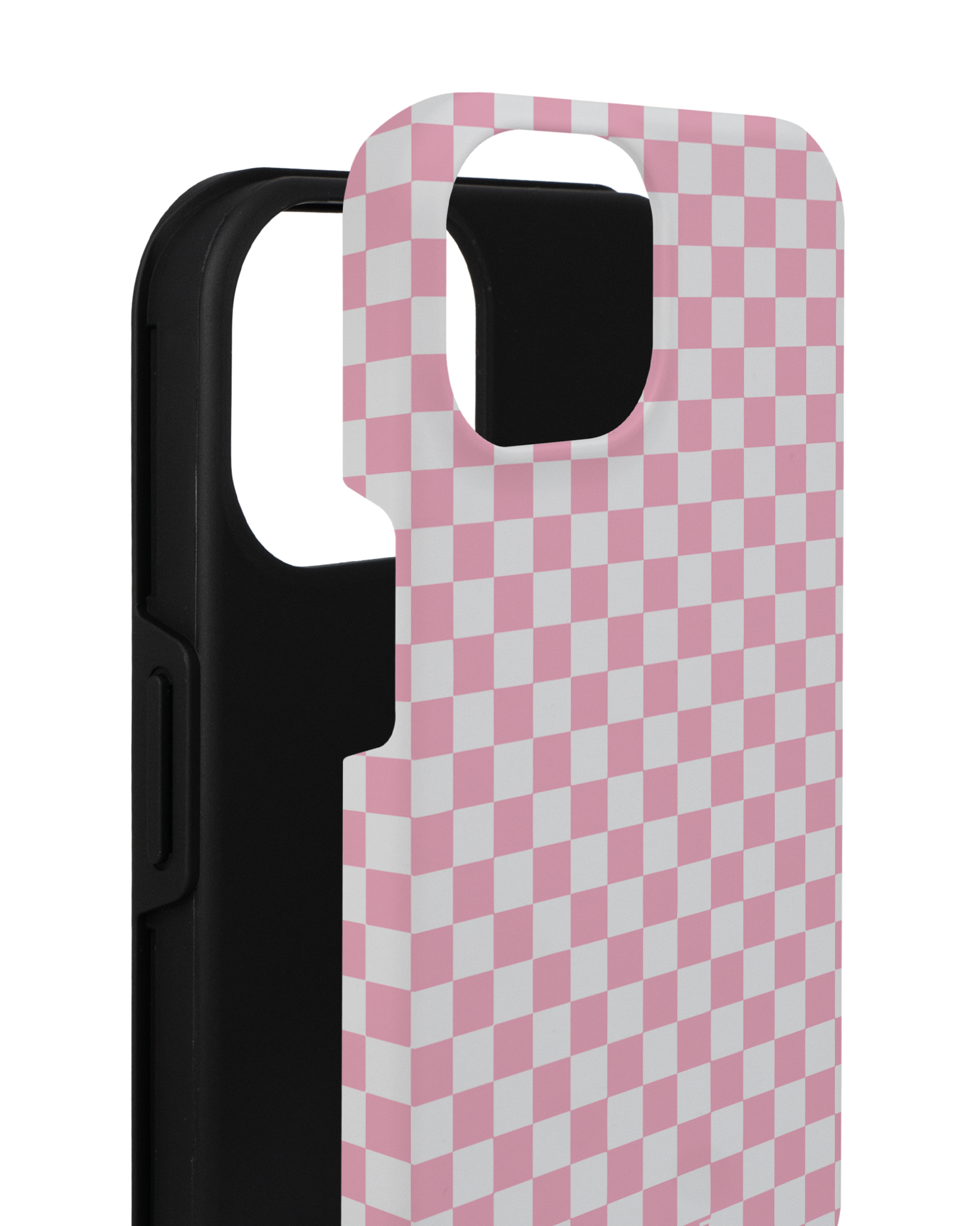Pink Checkerboard Premium Phone for Apple iPhone 14 consisting of 2 parts