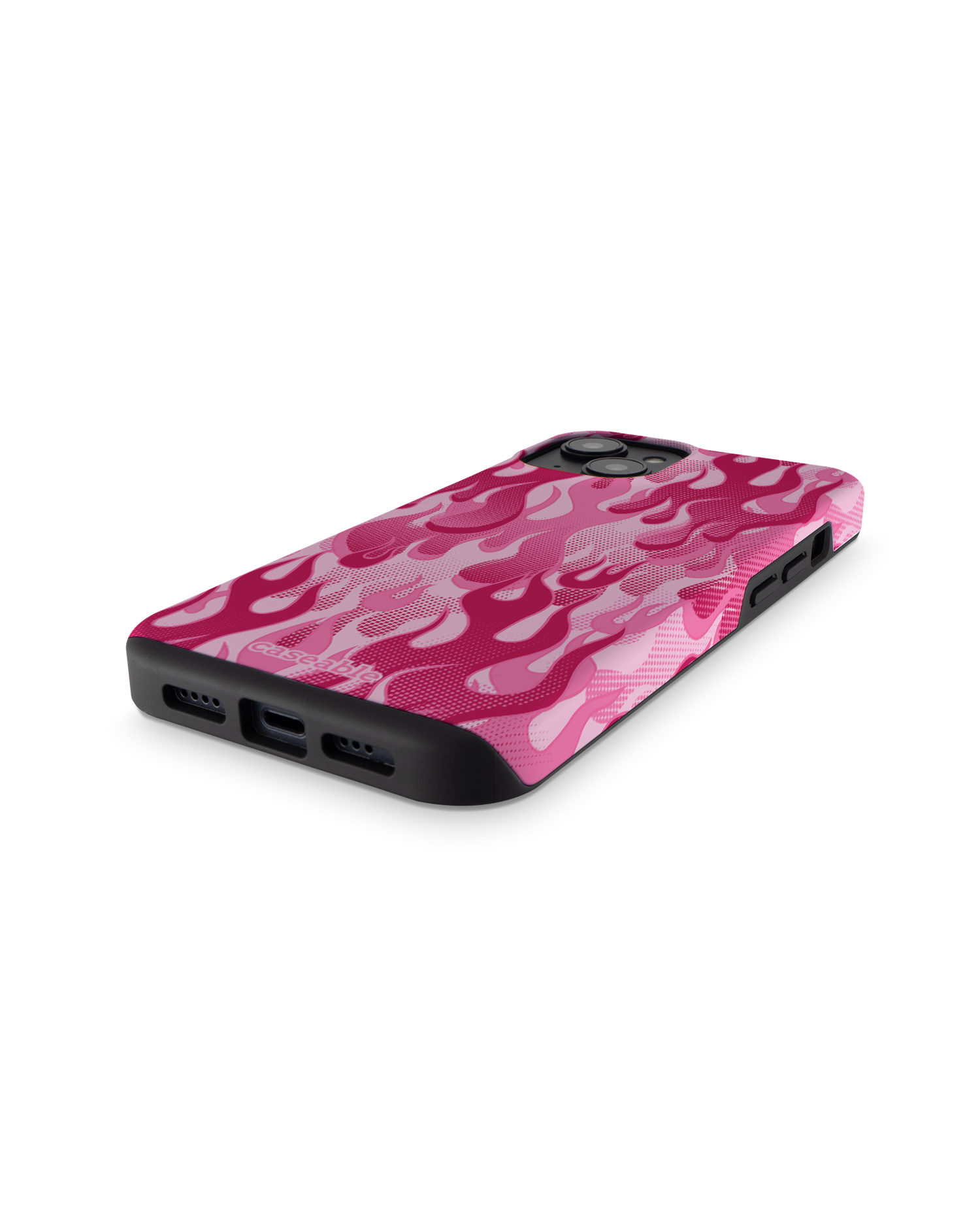 Pink Flames Premium Phone for Apple iPhone 14: Bottom View