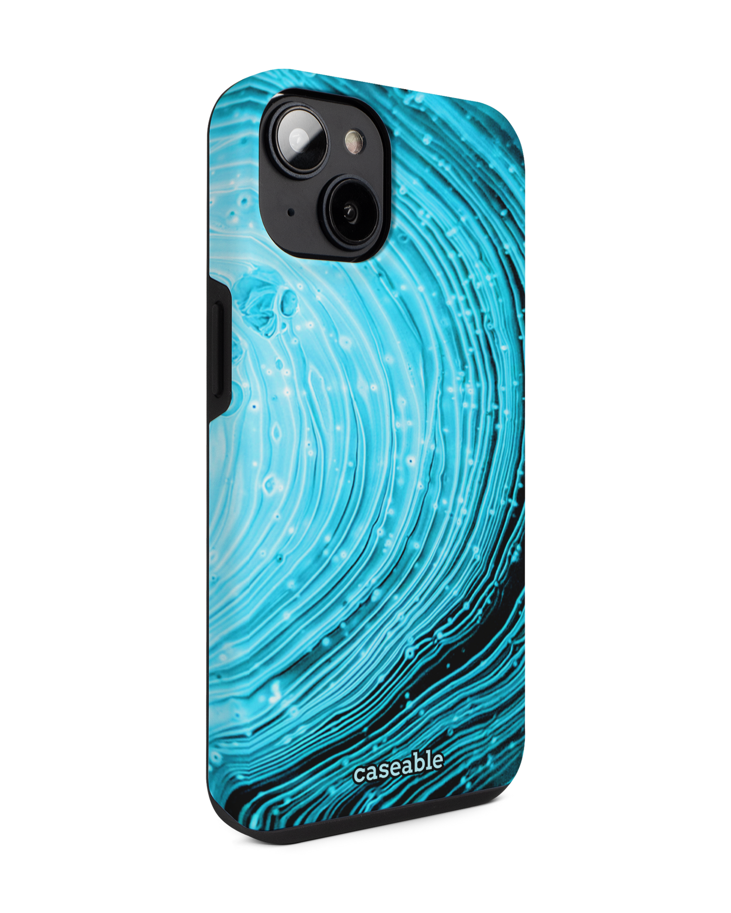 Turquoise Ripples Premium Phone for Apple iPhone 14: View from the left side