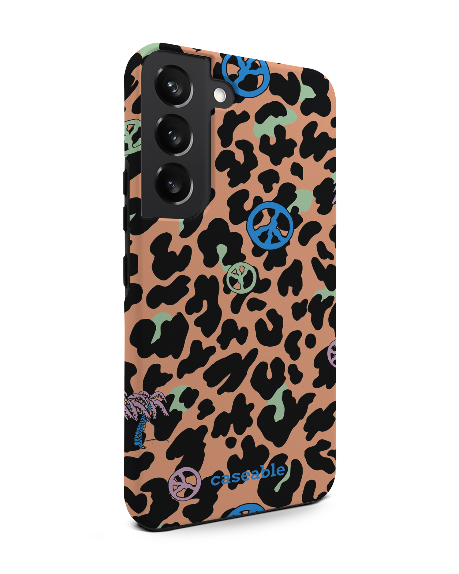 Leopard Peace Palms Premium Phone Case Samsung Galaxy S22 5G: View from the left side