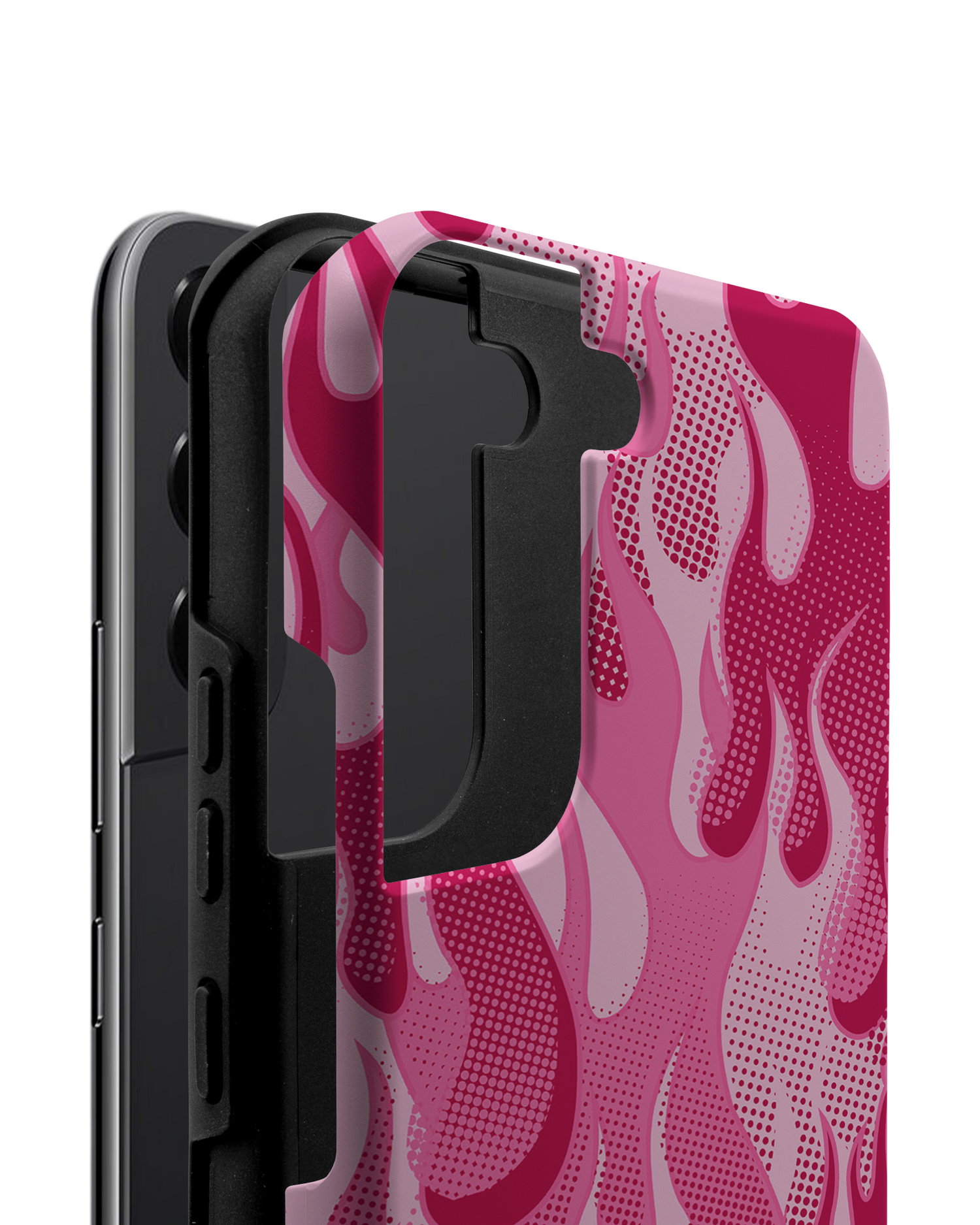 Pink Flames Premium Phone Case Samsung Galaxy S22 5G consisting of 2 parts