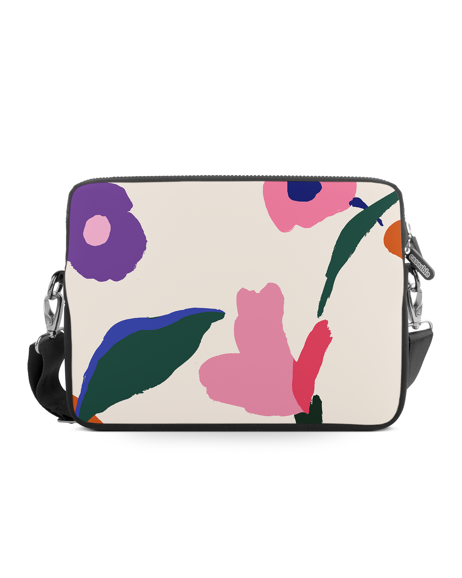 Handpainted Blooms Premium Laptop Bag 15 inch: Front View