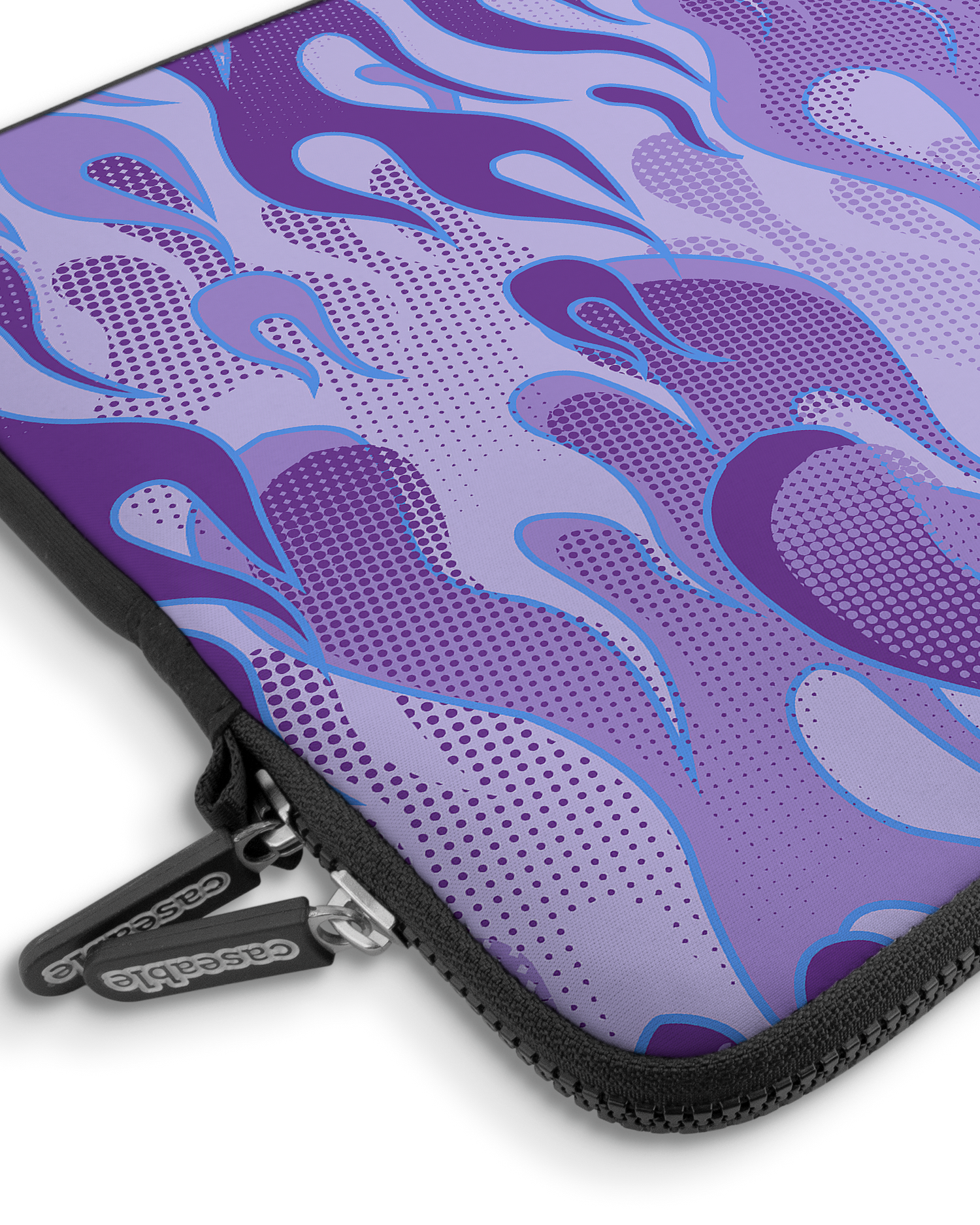 Purple Flames Premium Laptop Bag 15 inch with device inside
