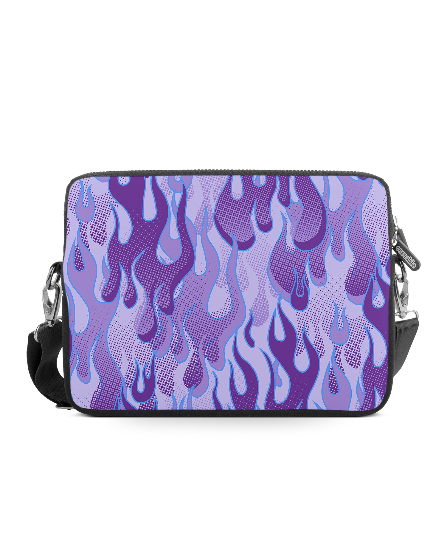 Purple Flames Premium Laptop Bag 15 inch: Front View
