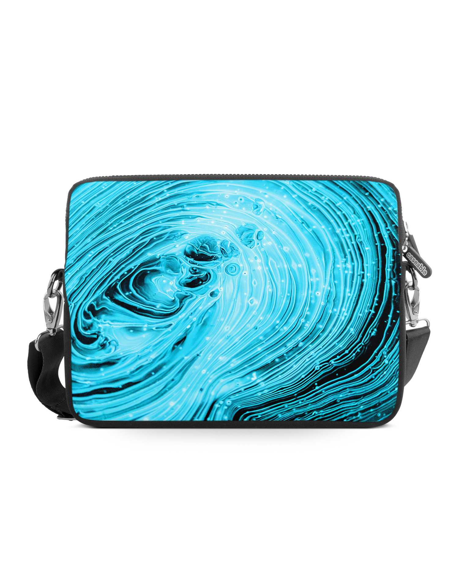 Turquoise Ripples Premium Laptop Bag 15 inch: Front View