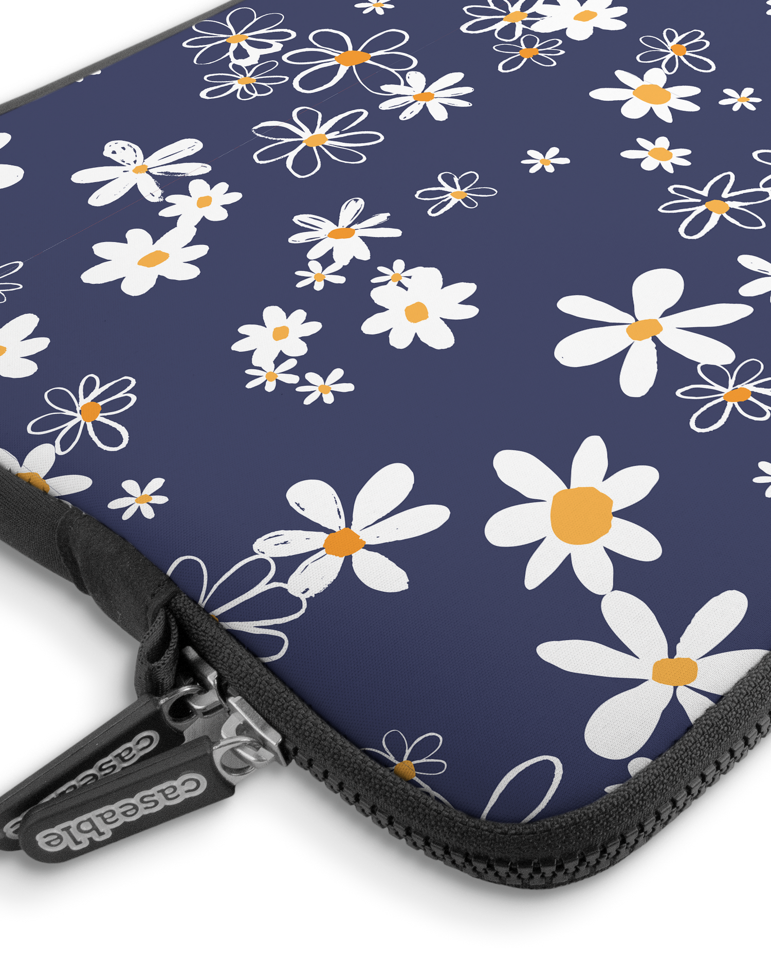Navy Daisies Premium Laptop Bag 13-14 inch with device inside