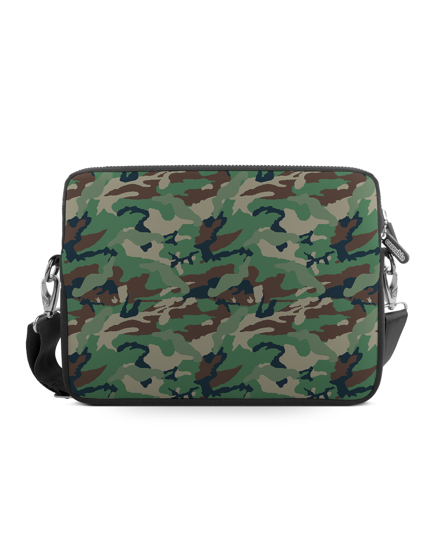 Green and Brown Camo Premium Laptop Bag 17 inch: Front View