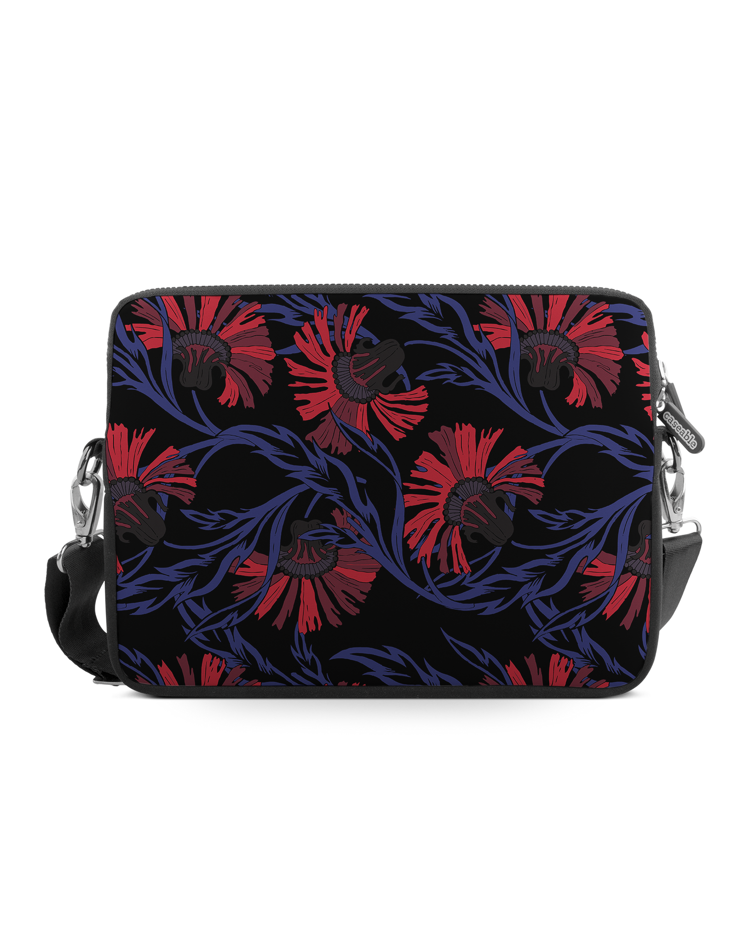 Midnight Floral Premium Laptop Bag 17 inch: Front View