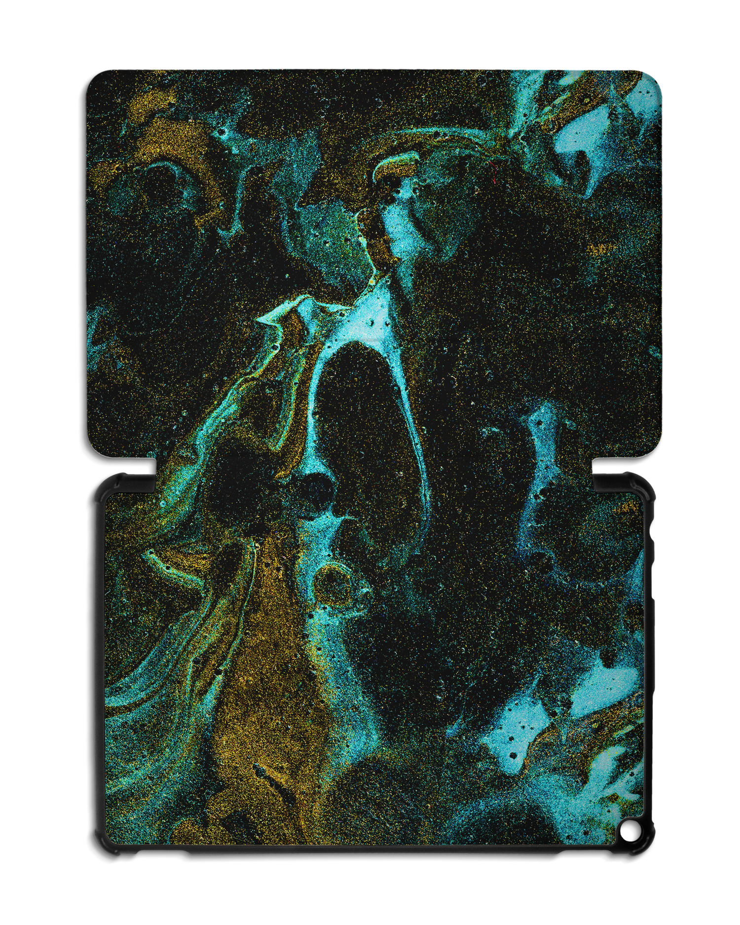 Mint Gold Marble Sparkle Tablet Smart Case for Amazon Fire HD 10 (2021): Opened