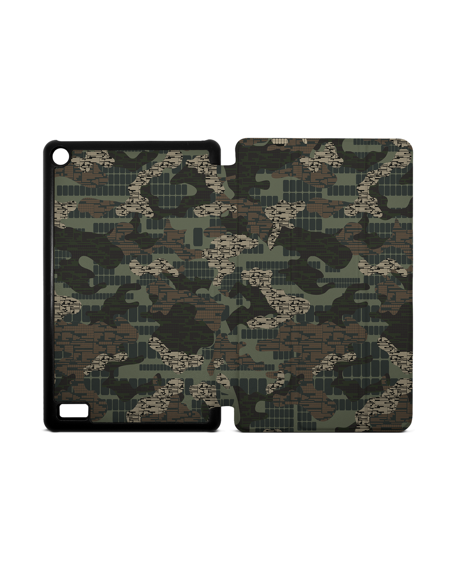 Green Camo Mix Tablet Smart Case for Amazon Fire 7: Opened